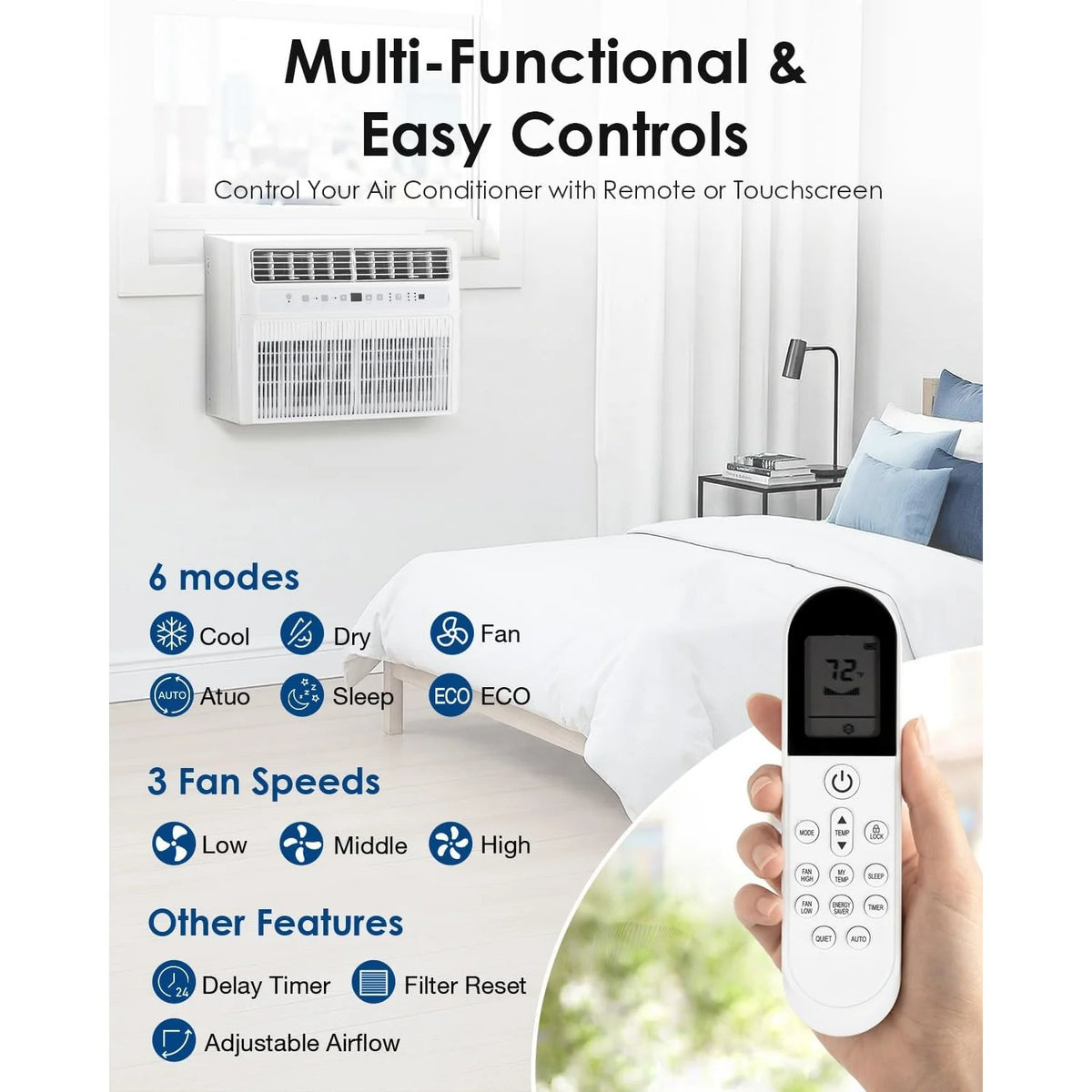 AECOJOY U-Shaped Window Air Conditioner 10, 000 BTU AC Unit with Full Window View, Cools 250 Sq. Ft - Product image 7