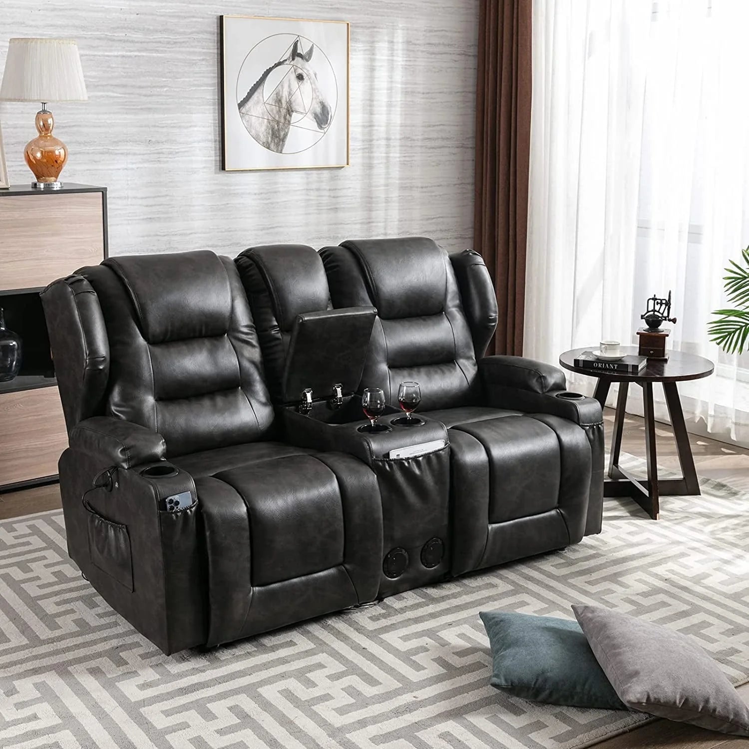IPKIG Electric Home Theater Seating - Power Recline Chair Loveseat RV Sofa with Console - Product image 3