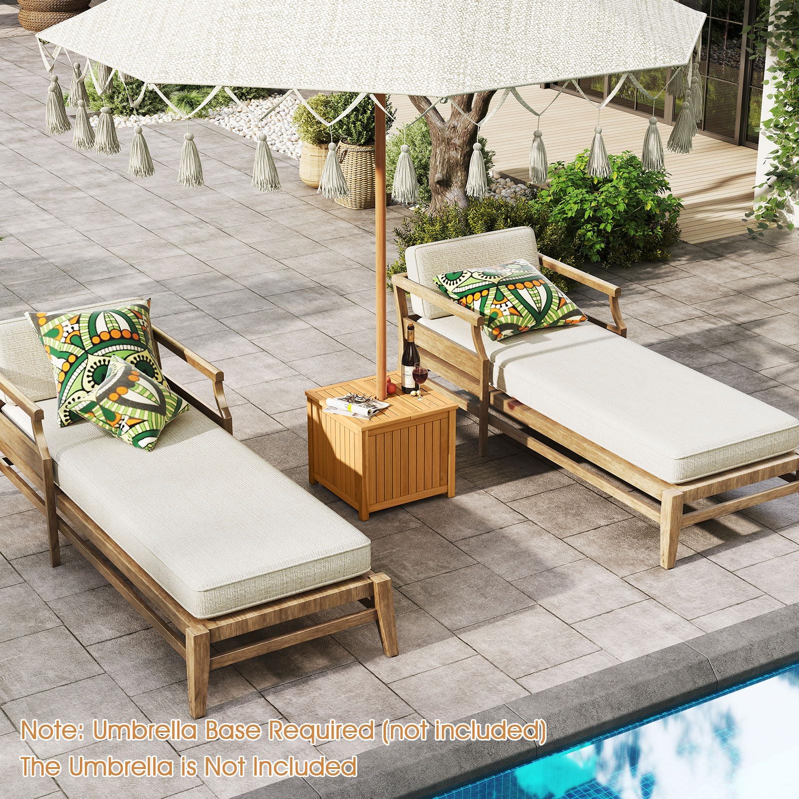 Tangkula 2-in-1 Outdoor Side Table with Storage Acacia Wood Slatted Coffee Table Square Slatted End Storage - Product image 7