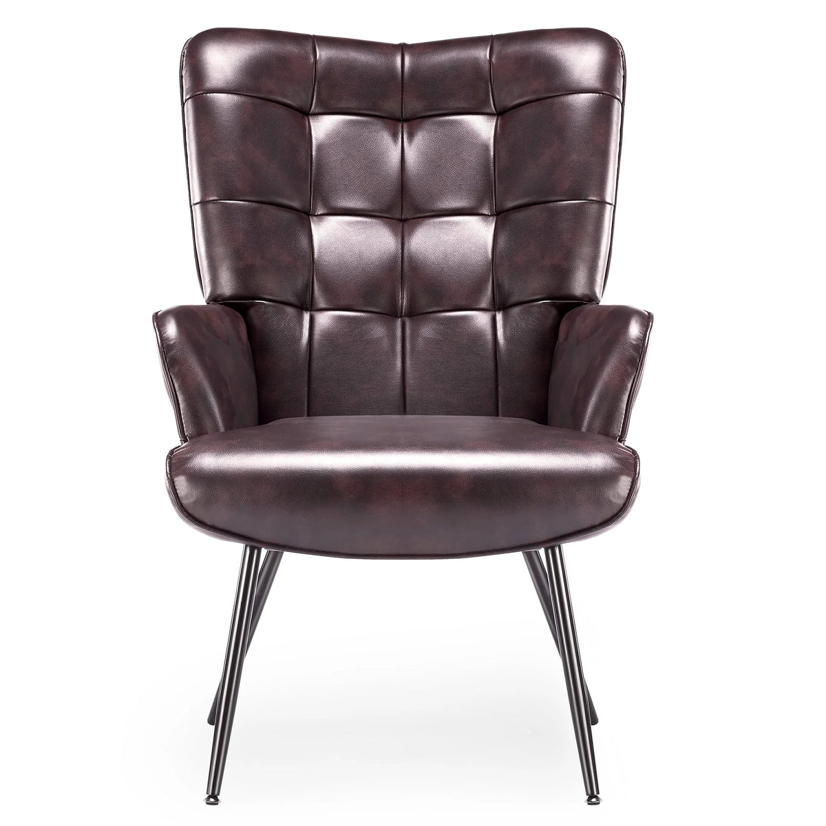 Unikome Livingroom Chair Modern Accent Chair, Faux Leather Wingback Accent Chair PU Leather Accent Chair for Home Office/Living Room/Bedroom, Maroon