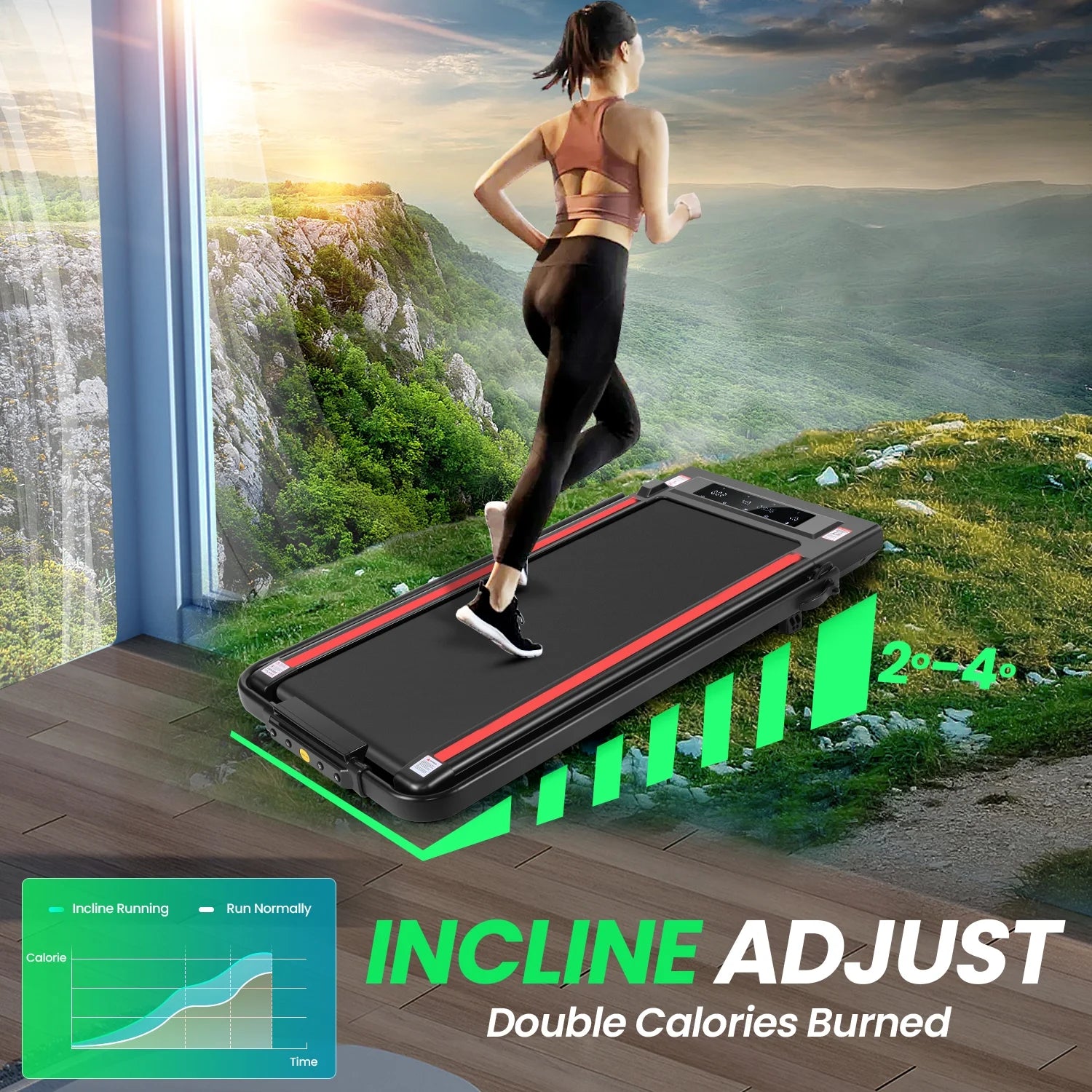 2 in 1 Walking Pad Treadmill with Incline, 2.5HP Under Desk Treadmill with Handle Remote Control & LED - Product image 21