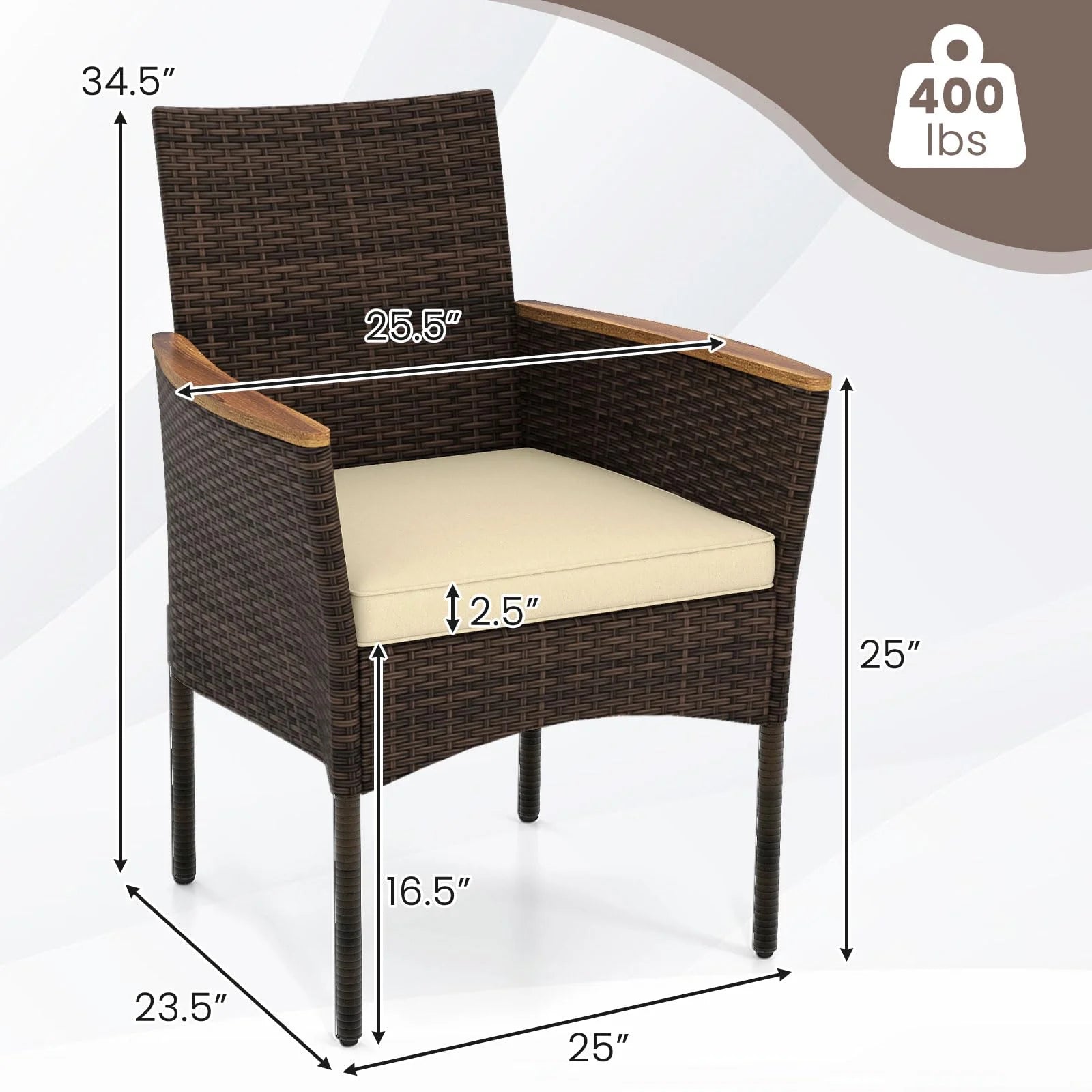 Tangkula Outdoor Patio Wicker Chairs Set of 6 for Poolside - Product image 3