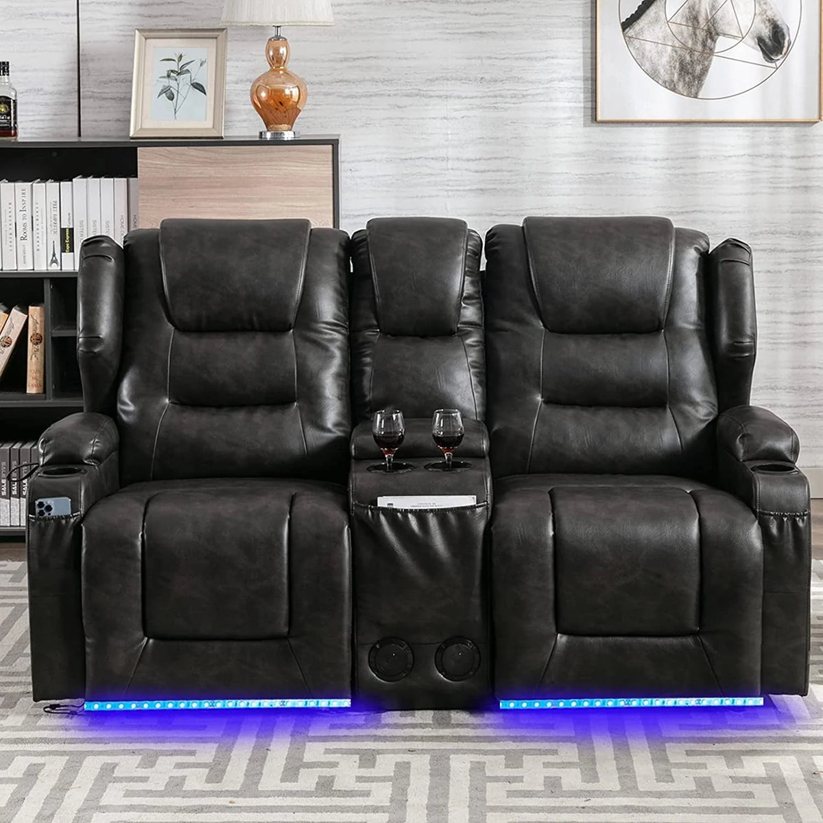 IPKIG Electric Home Theater Seating - Power Recline Chair Loveseat RV Sofa with Console - Product image 1
