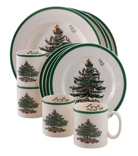Spode Christmas Tree 12-Piece Dinnerware Set, White/Green - Product image 1