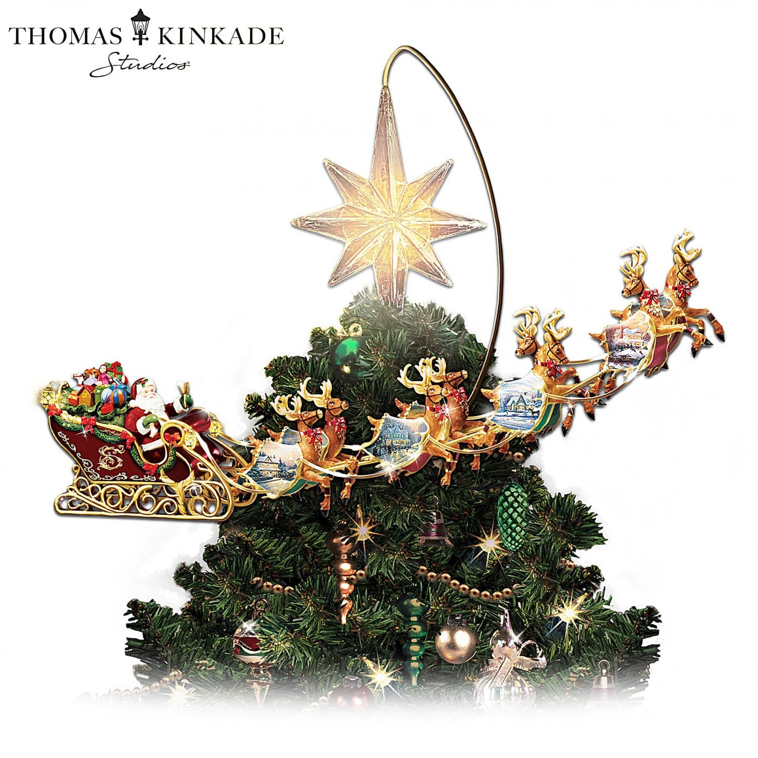 Thomas Kinkade Holidays in Motion Rotating Illuminated Tree Topper - Product image 1