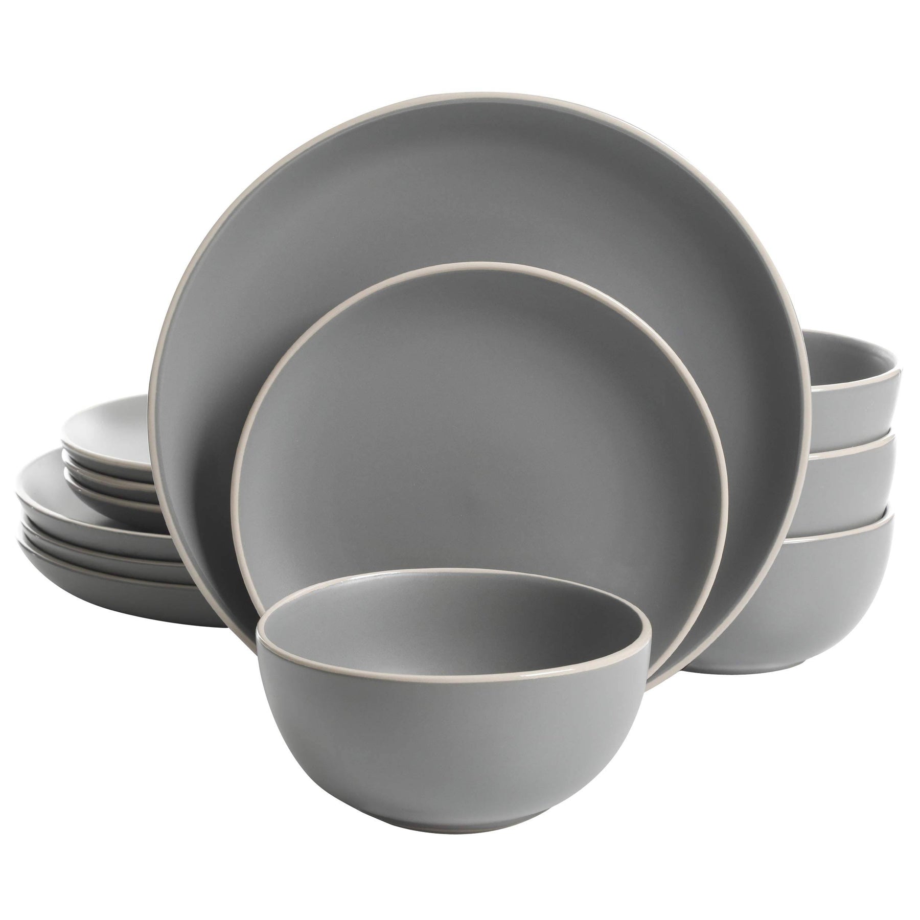 Gibson Home Rockaway 12-Piece Dinnerware Set Service for 4, Grey - Product image 1