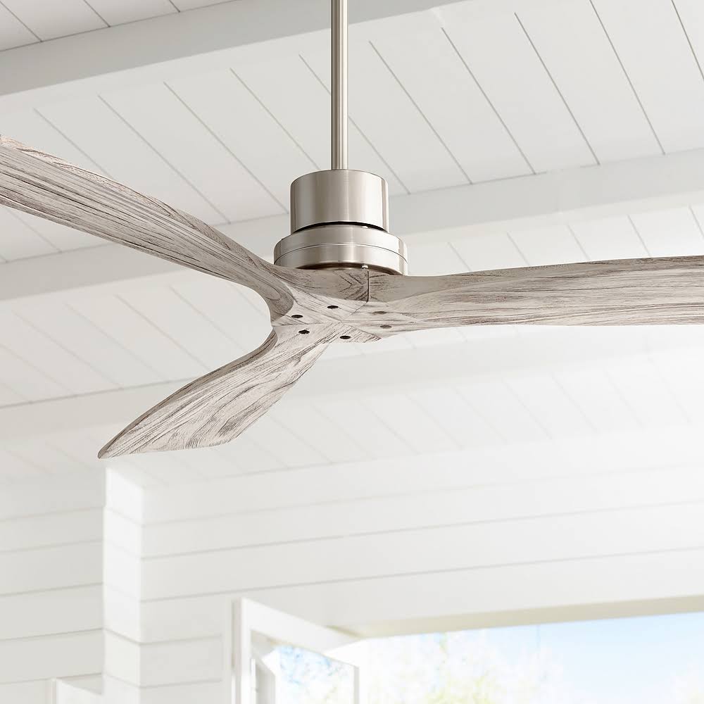 52" Casa Vieja Delta-Wing DC Modern 3 Blade Indoor Ceiling Fan with Remote Control Brushed Nickel Gray Wood - Product image 1