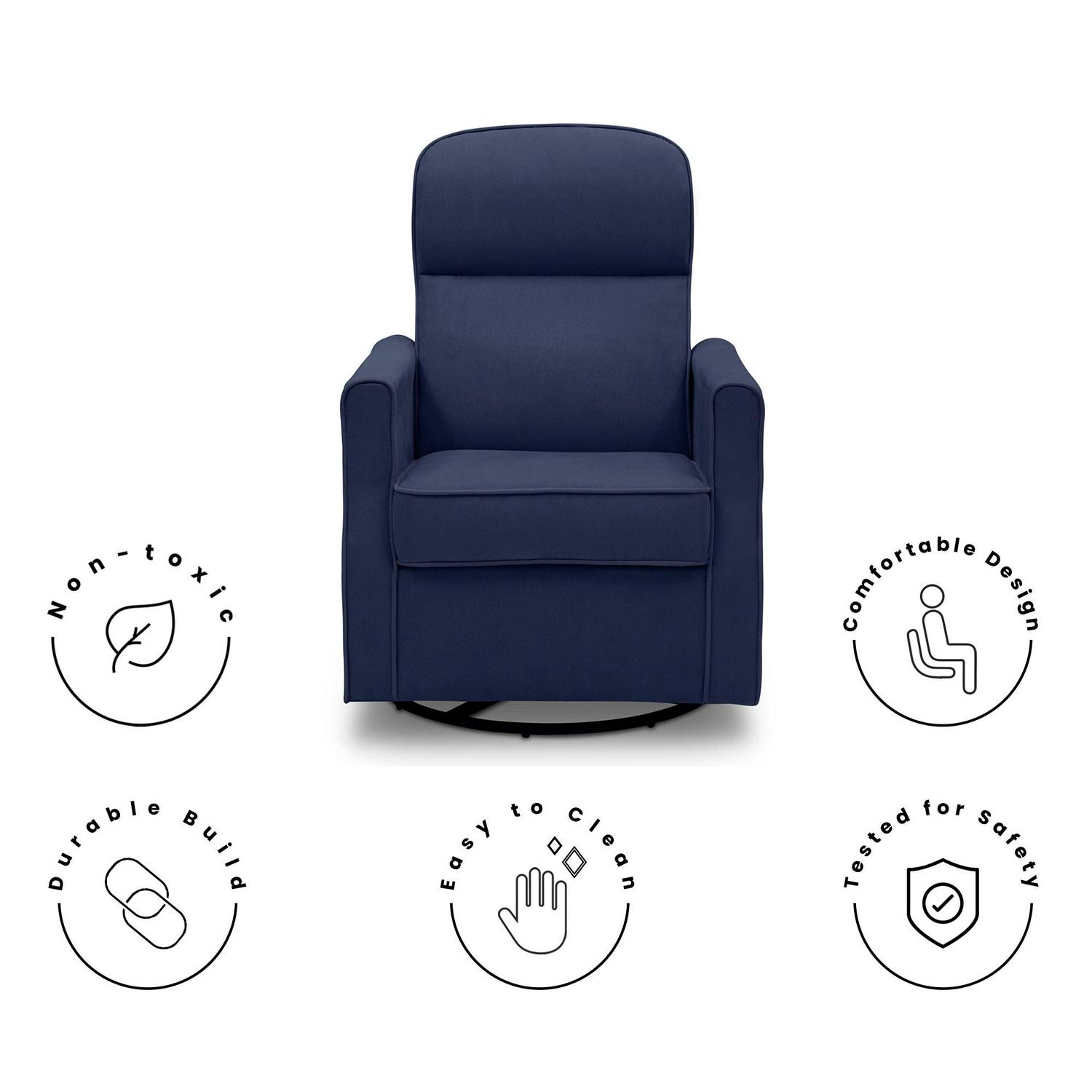 Delta Children Clair Slim Nursery Glider Swivel Rocker Chair. Navy - Product image 8