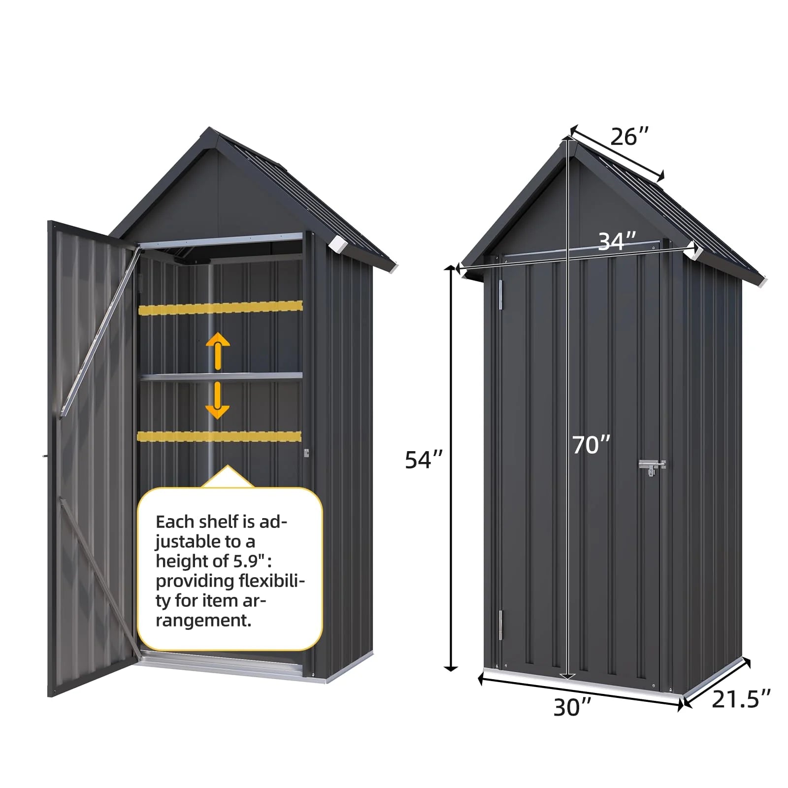AECOJOY Vertical Outdoor Storage Cabinet with 2 Removeable Shelves - Product image 3