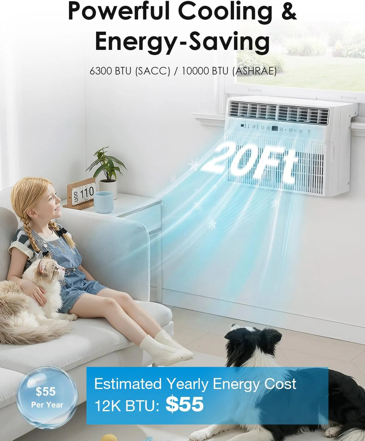 AECOJOY U-Shaped Window Air Conditioner 10, 000 BTU AC Unit with Full Window View, Cools 250 Sq. Ft - Product image 4