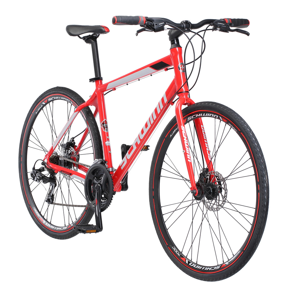 Kempo Hybrid Bike, 700c Wheels, 21 Speeds, Mens Frame, Red