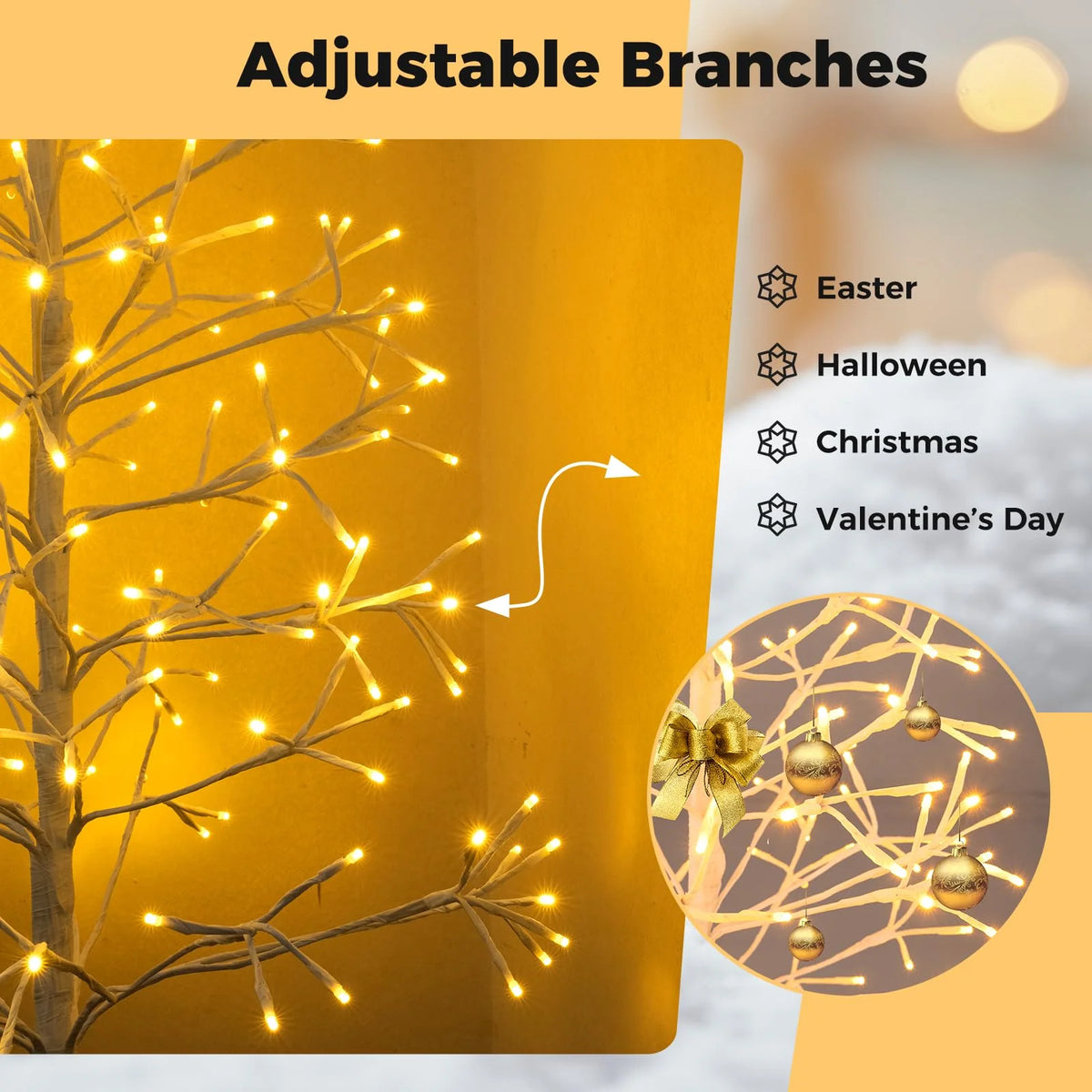 Tangkula Christmas Outdoor Lighted Birch Tree Pre-lit Decor with Warm White Light LED Lights - Product image 3