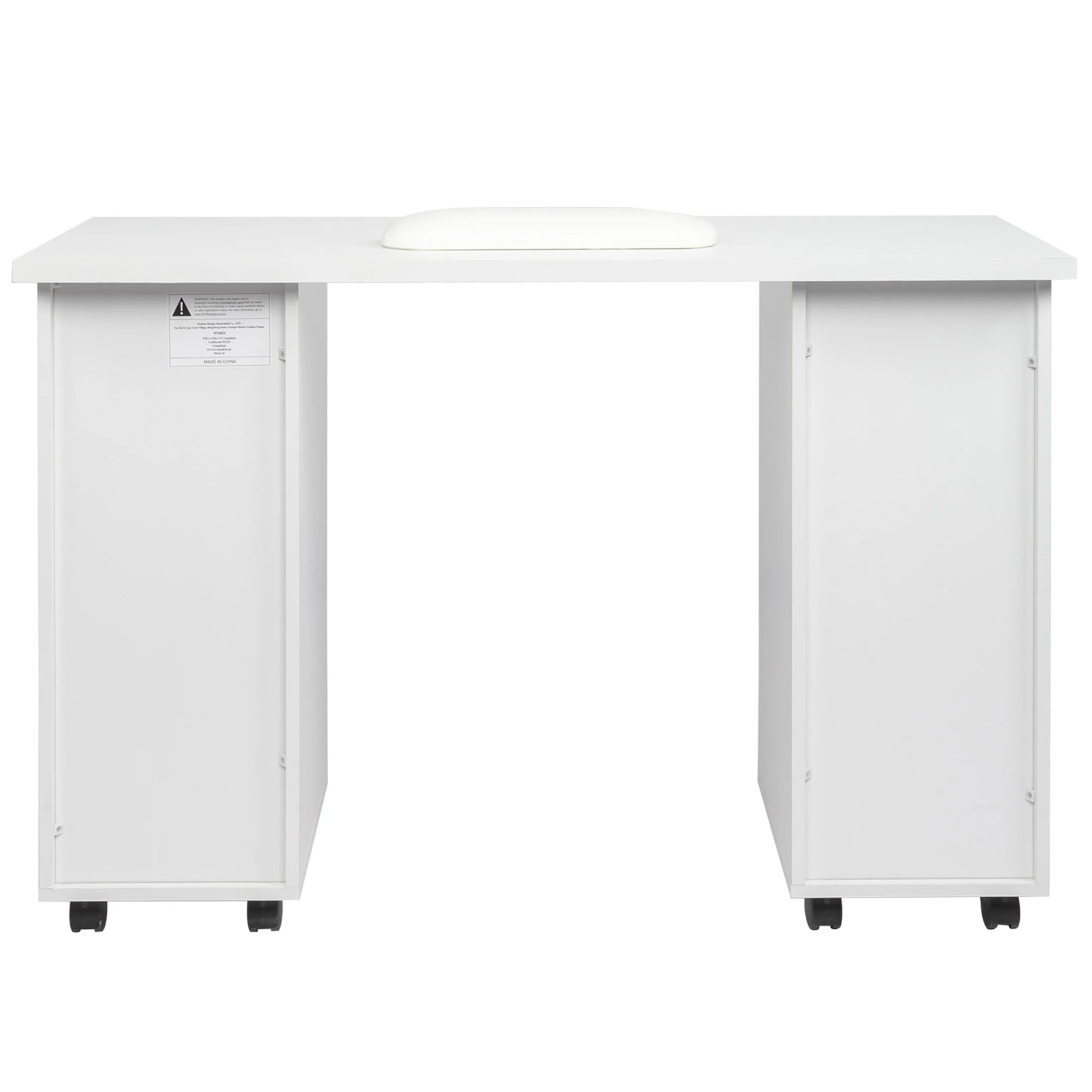 Sesslife White Computer Desk, Writing Desk with Lockable Wheels???modern Wood Study Desk with 4 Drawers - Product image 11