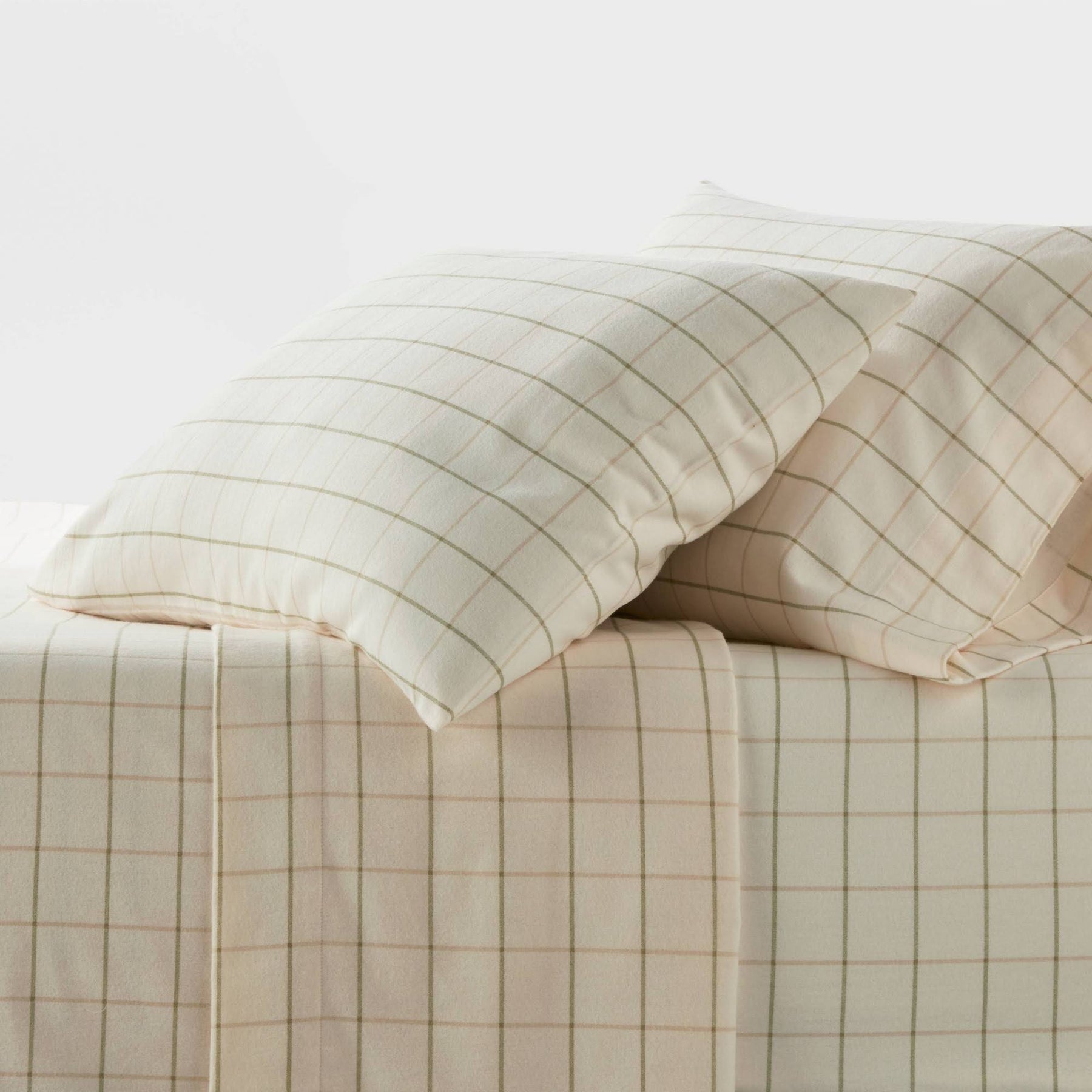 Queen Flannel Sheet Set Ivory Windowpane - Threshold - Product image 1
