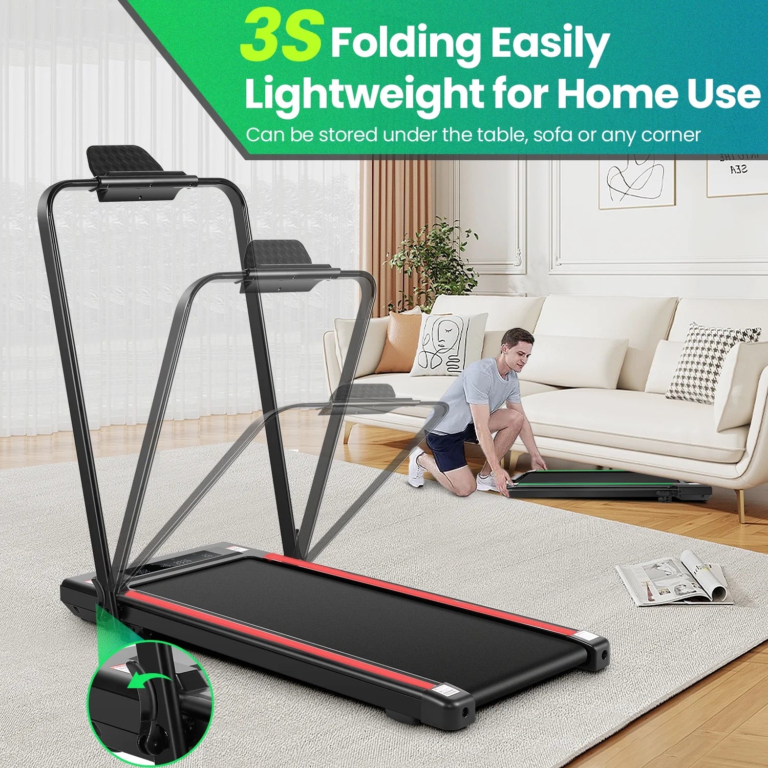 2 in 1 Walking Pad Treadmill with Incline, 2.5HP Under Desk Treadmill with Handle Remote Control & LED - Product image 18