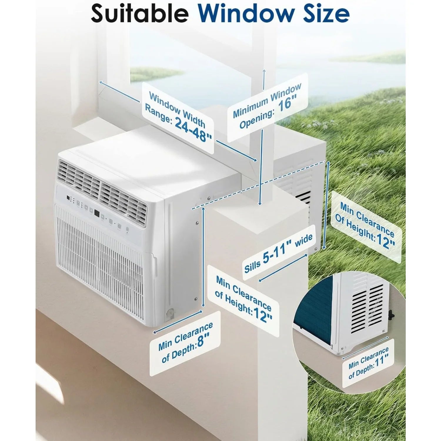 AECOJOY U-Shaped Window Air Conditioner 10, 000 BTU AC Unit with Full Window View, Cools 250 Sq. Ft - Product image 8