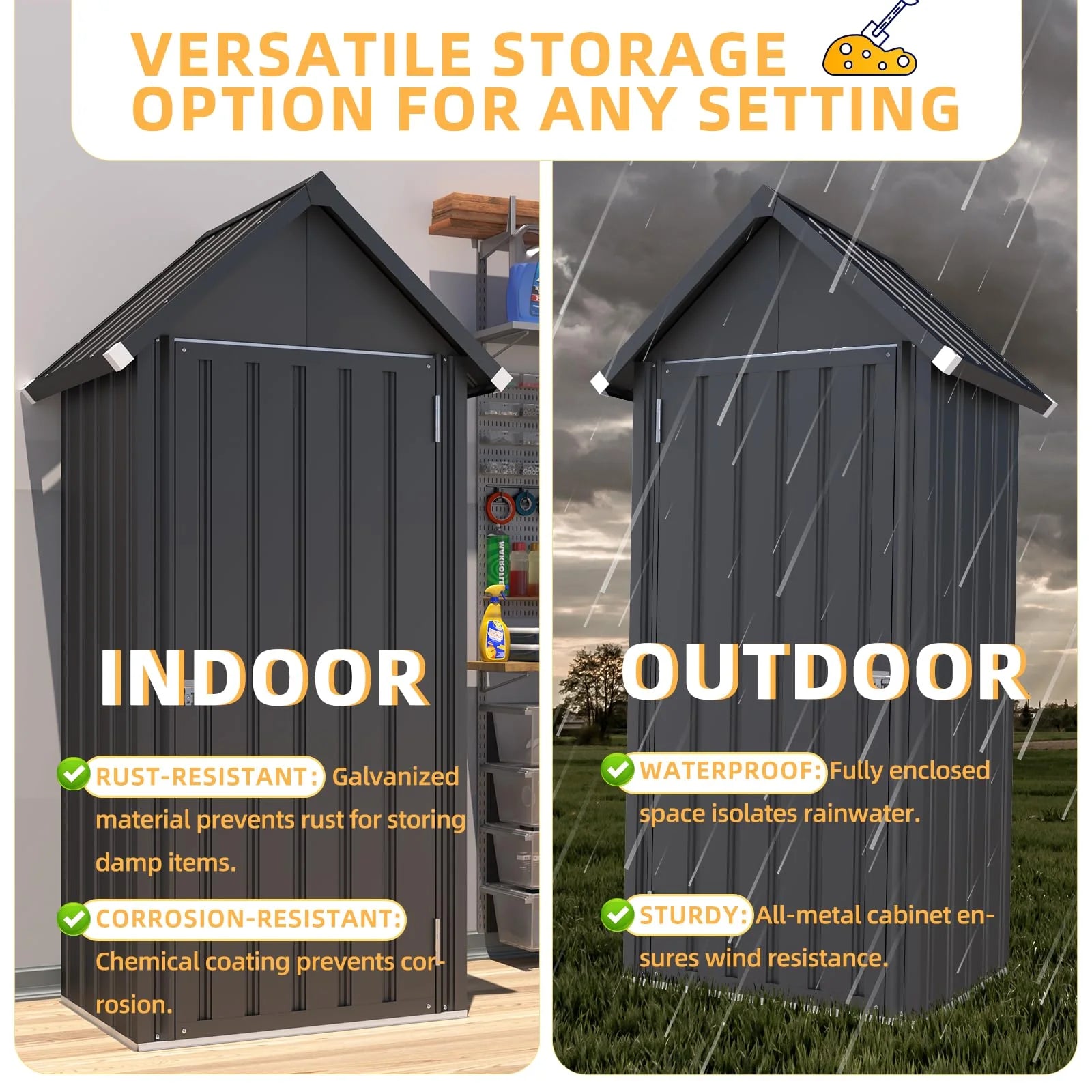 AECOJOY Vertical Outdoor Storage Cabinet with 2 Removeable Shelves - Product image 4