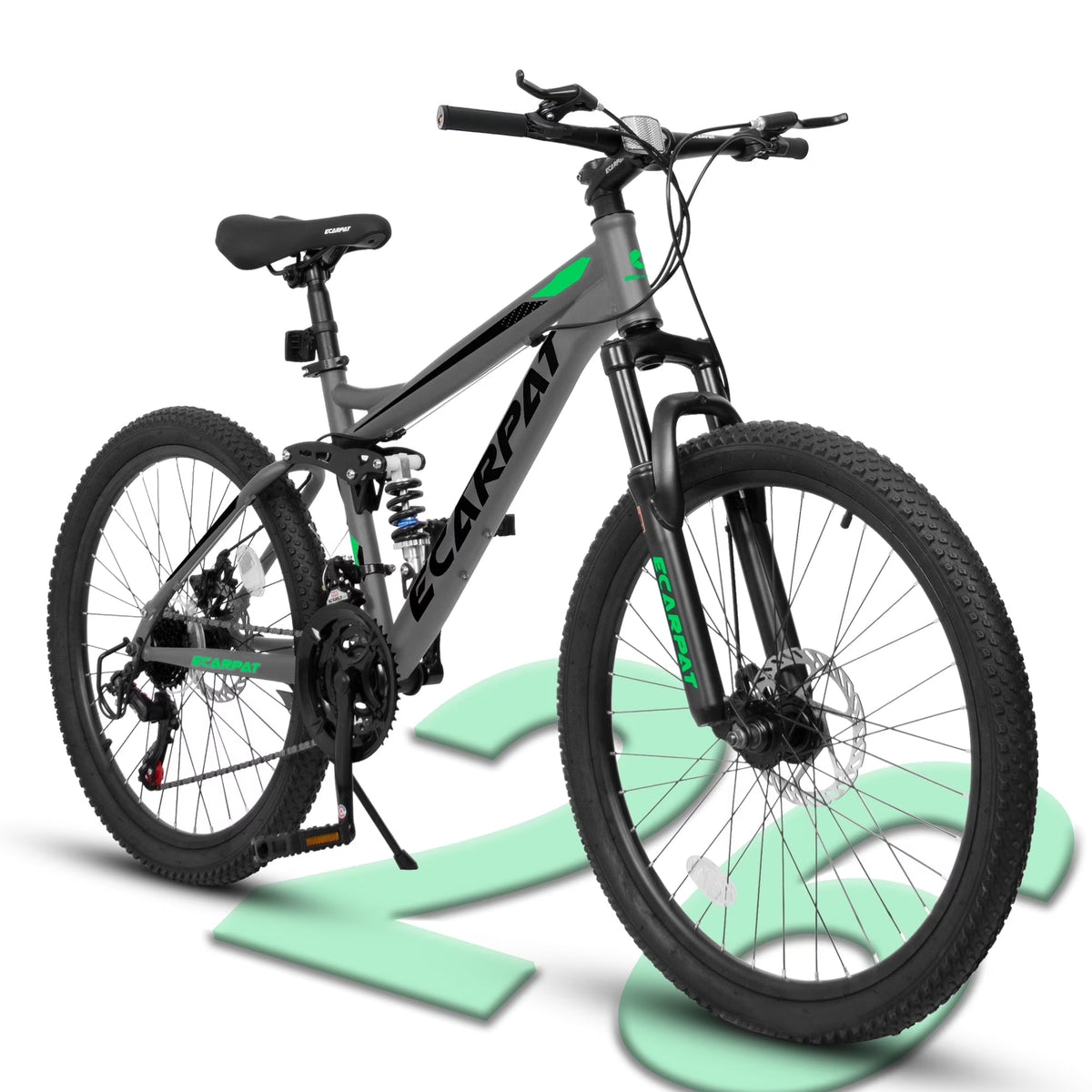 Ecarpat 26 in Mountain Bike, 21 - Speed Bike with Dual Suspension, High - Carbon Steel Frame and Disc Brakes, MTB Commuter Bicycles for Men Women, Black - Blue