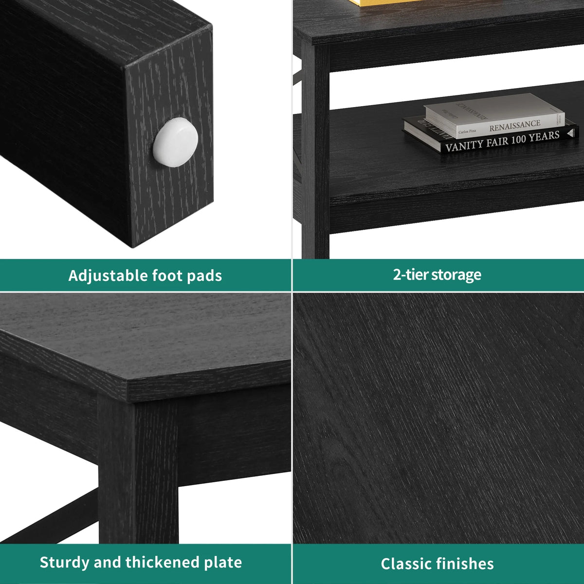 Moasis Farmhouse Coffee Table with Storage 2 - Tier Center Table for Living Room Grey Wash Top+White - Product image 14