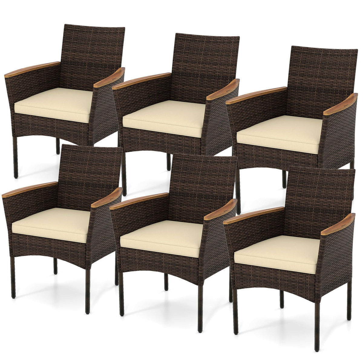 Tangkula Outdoor Patio Wicker Chairs Set of 6 for Poolside - Product image 1