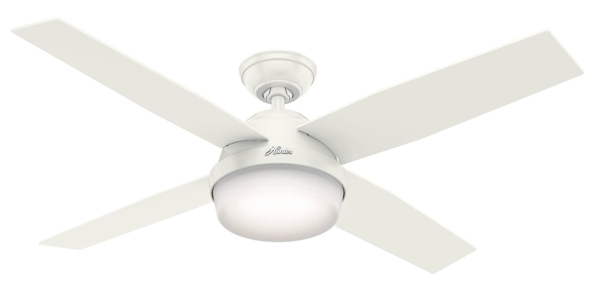 Hunter Fun 59252 Contemporary Dempsey Damp Outdoor Ceiling Fan with Remote, Fresh White/ Washed Oak - Product image 1