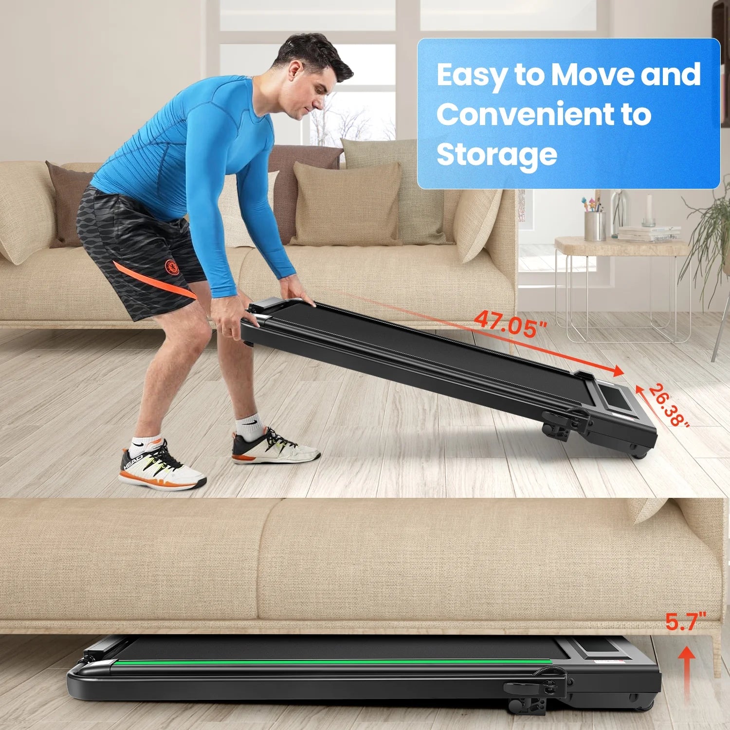 2 in 1 Walking Pad Treadmill with Incline, 2.5HP Under Desk Treadmill with Handle Remote Control & LED - Product image 11