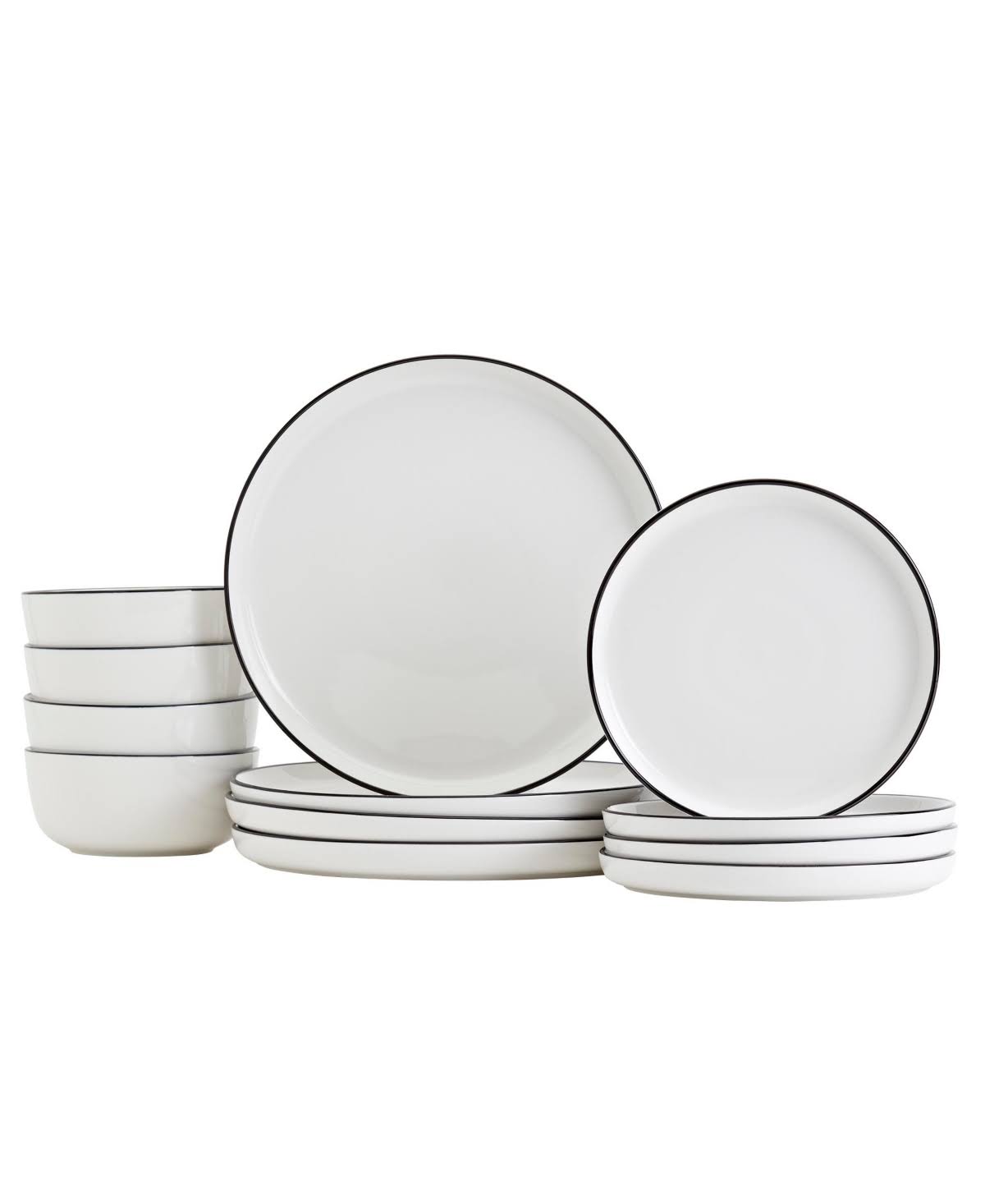 Tabletop Unlimited 12-pc Black Rim Dinnerware Set, Service for 4 - Black - Product image 1