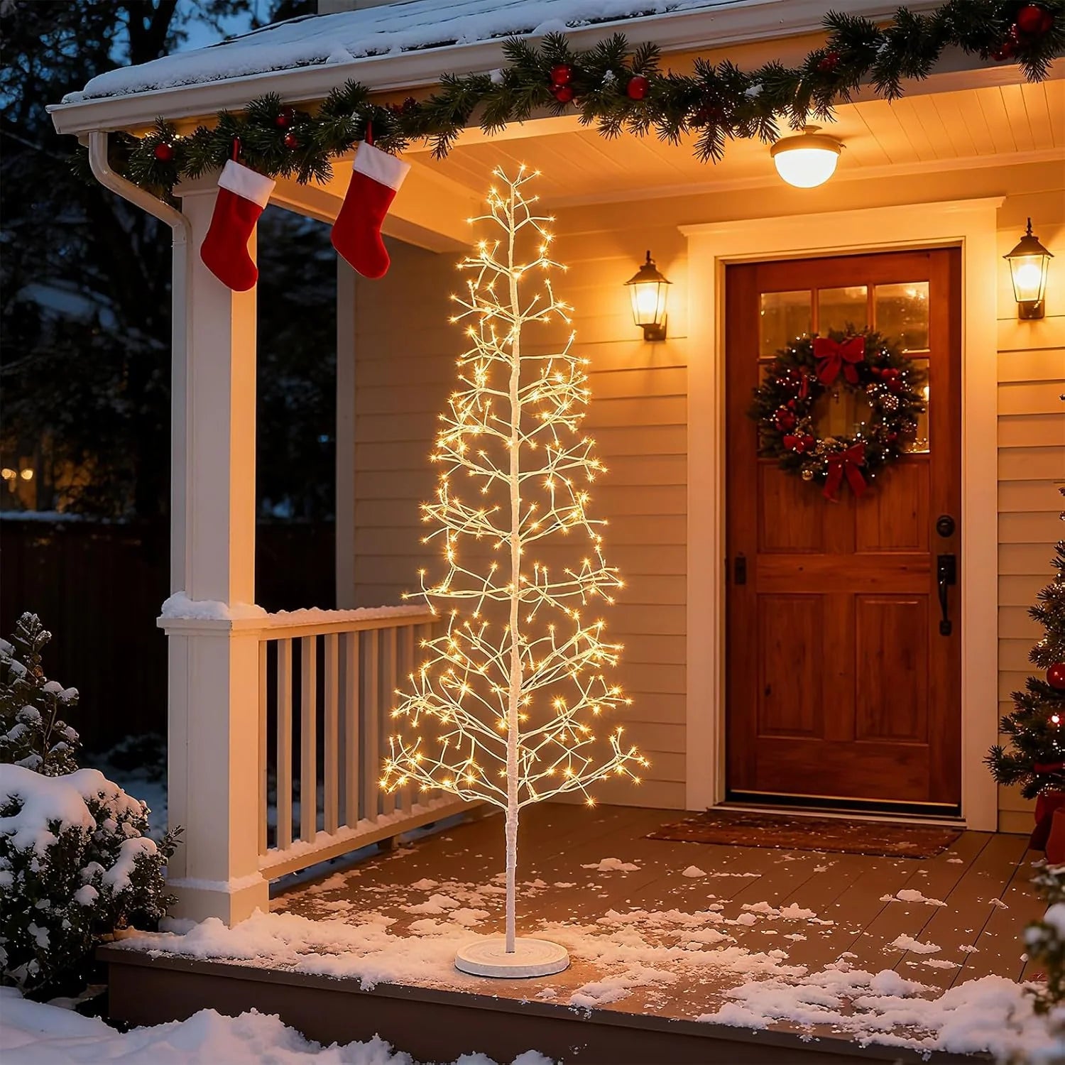 Tangkula Christmas Outdoor Lighted Birch Tree Pre-lit Decor with Warm White Light LED Lights - Product image 9