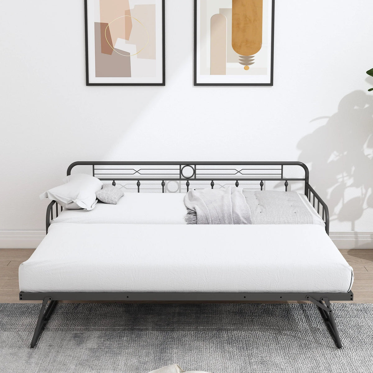 Sesslife Metal Daybed with Adjustable Trundle, Twin Size Daybed with Twin Size Pop up Trundle Bed, Heavy - Product image 10