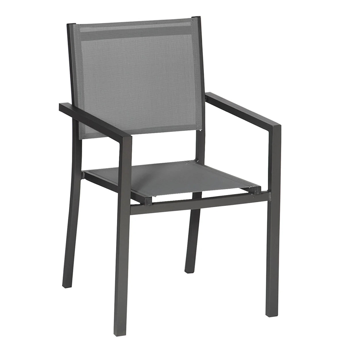 Set of 8 chairs in anthracite aluminum - gray textilene -