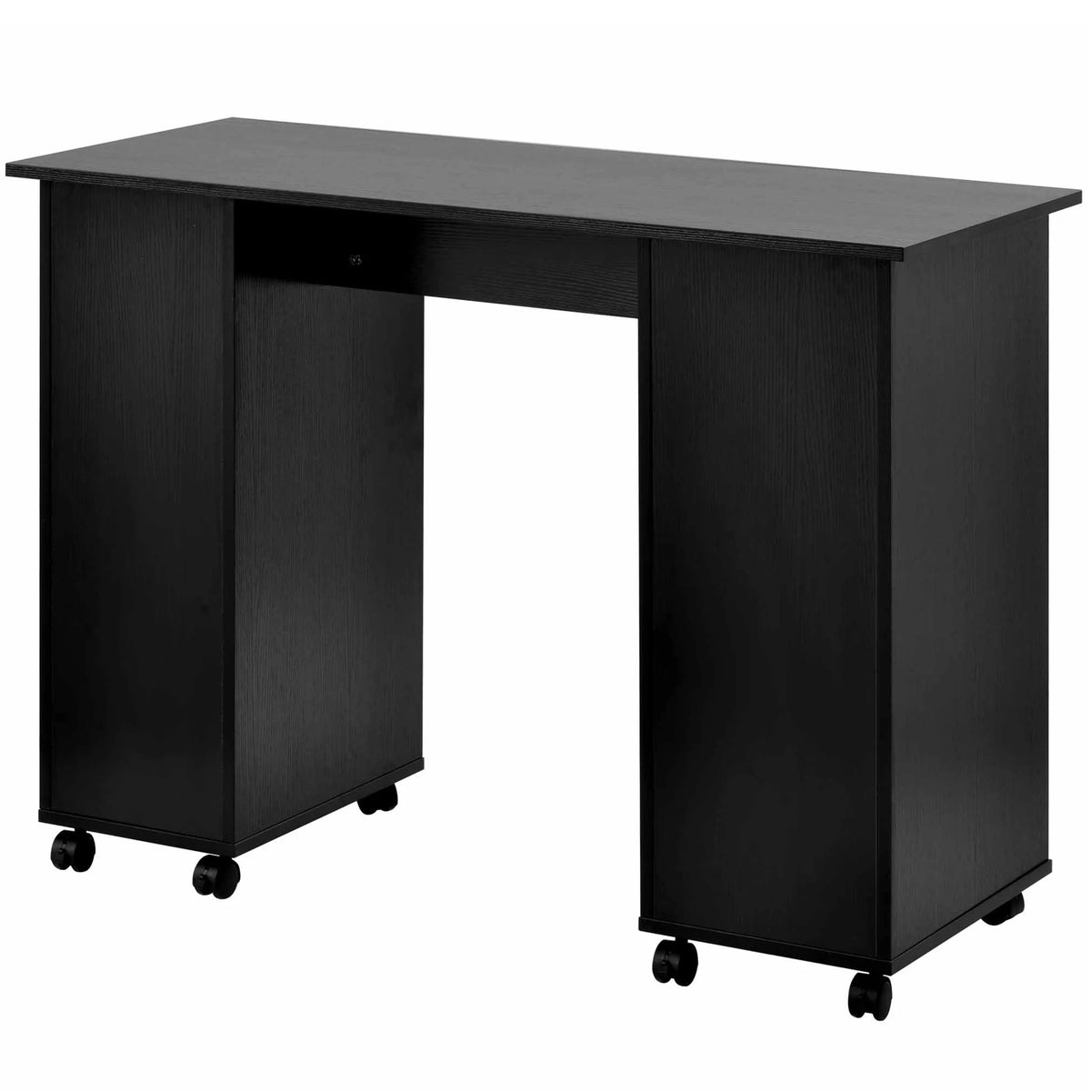 Sesslife White Computer Desk, Writing Desk with Lockable Wheels???modern Wood Study Desk with 4 Drawers - Product image 16