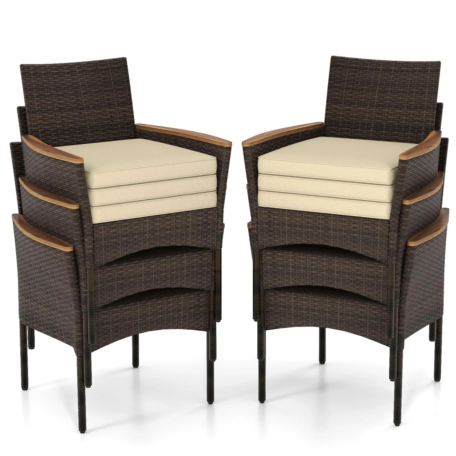 Tangkula Outdoor Patio Wicker Chairs Set of 6 for Poolside - Product image 6