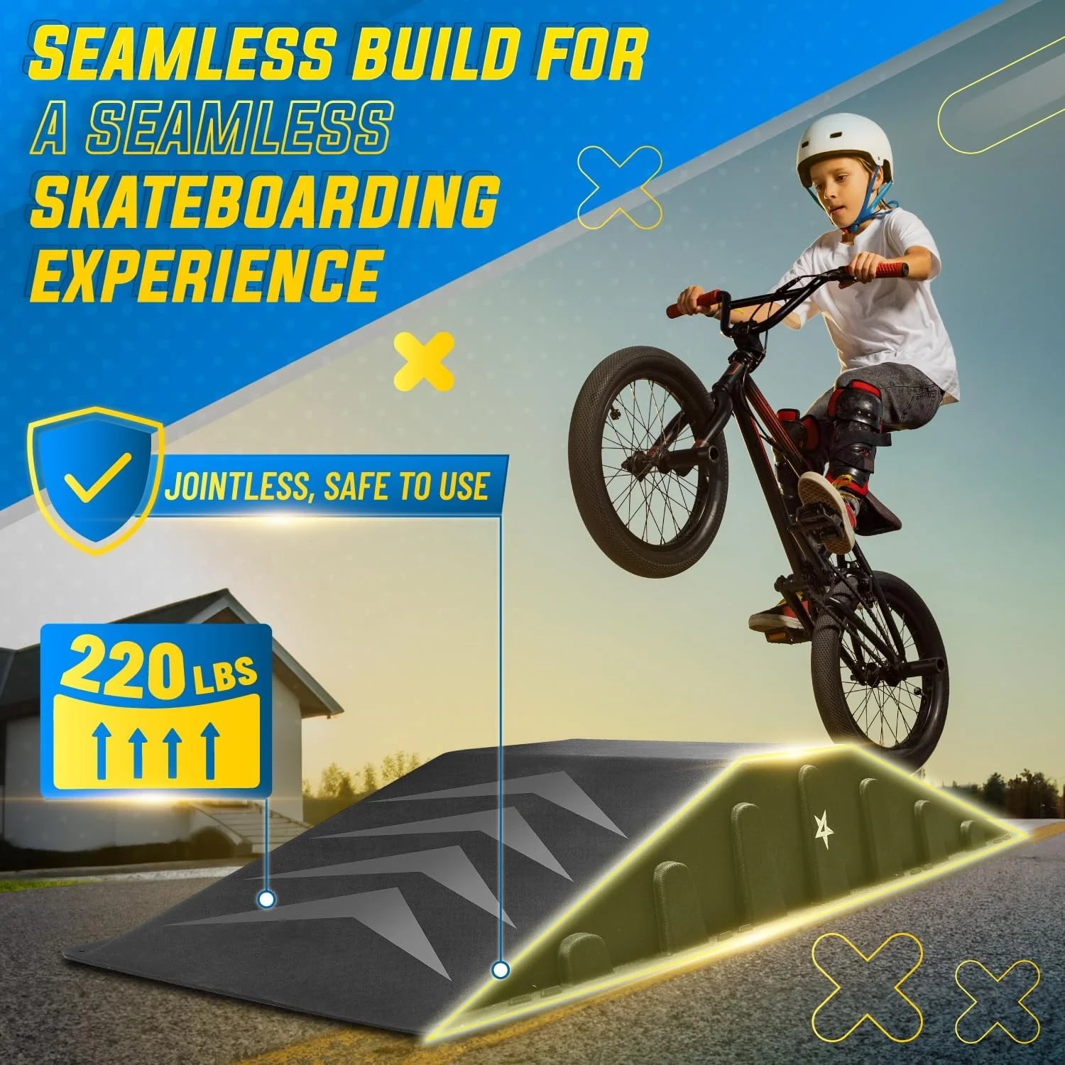 Yes4all Single - Piece Skateboard Ramp, Bike Ramp, Skate Ramp - Design for Beginners, More Durable, Safe - Product image 6