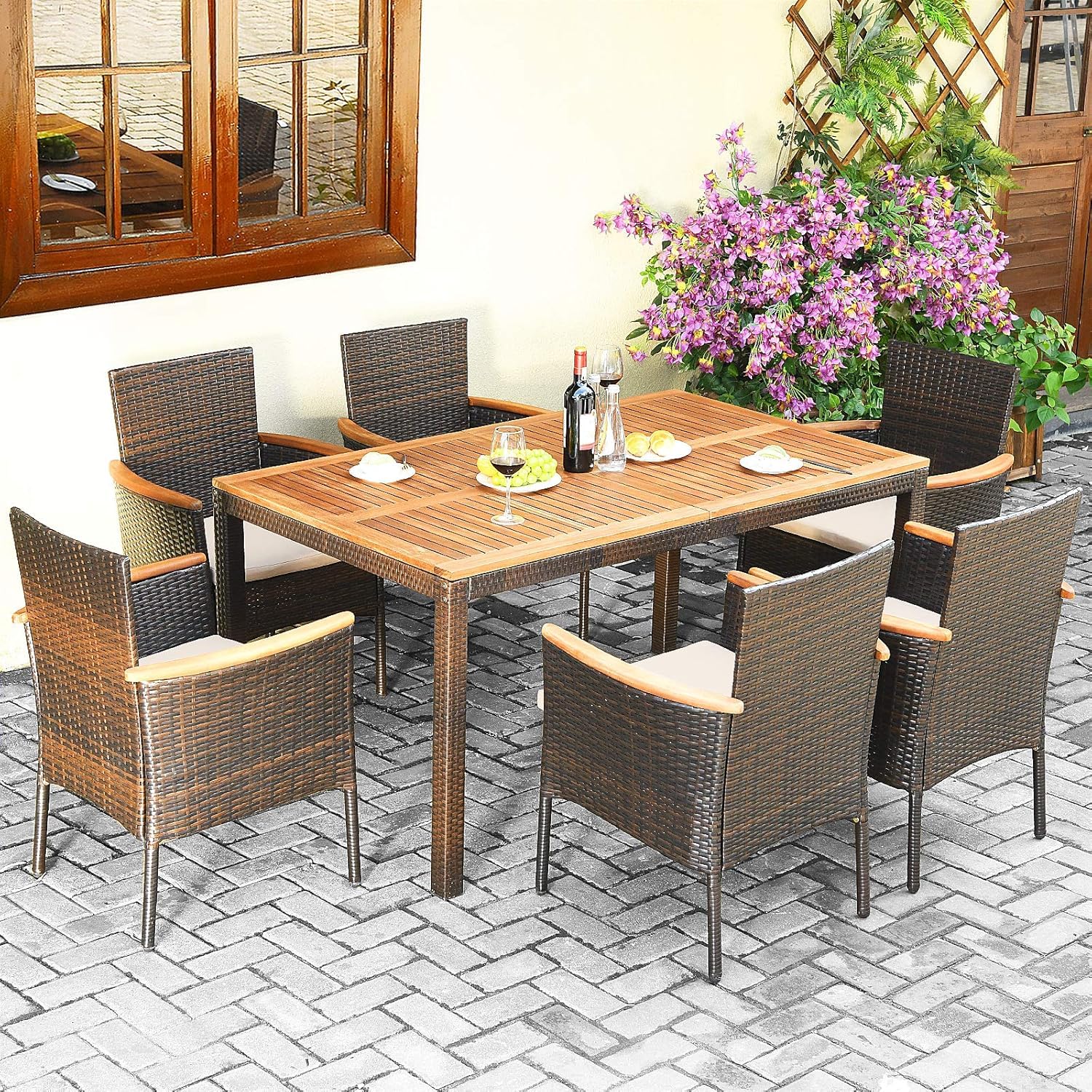 Tangkula Outdoor Patio Wicker Chairs Set of 6 for Poolside - Product image 2