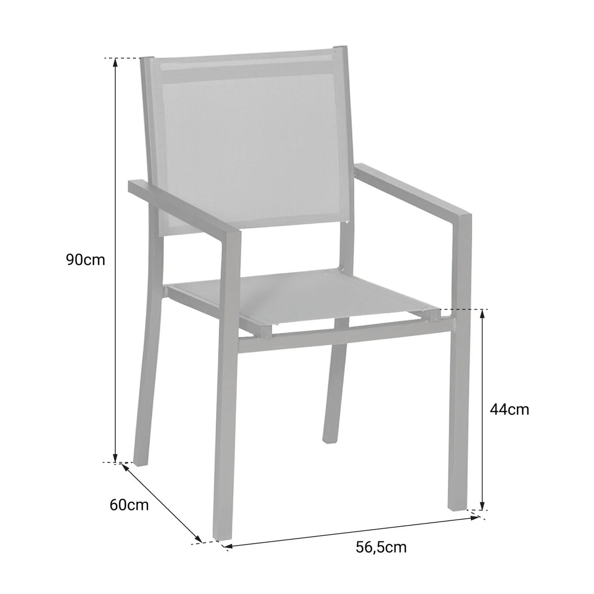 Set of 8 chairs in anthracite aluminum - gray textilene -