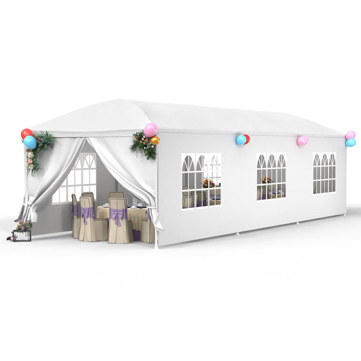 FDW 10x30 Party Tent Wedding Patio Gazebo Outdoor Carport Canopy Shade with Side 8 Removable Walls - Product image 1