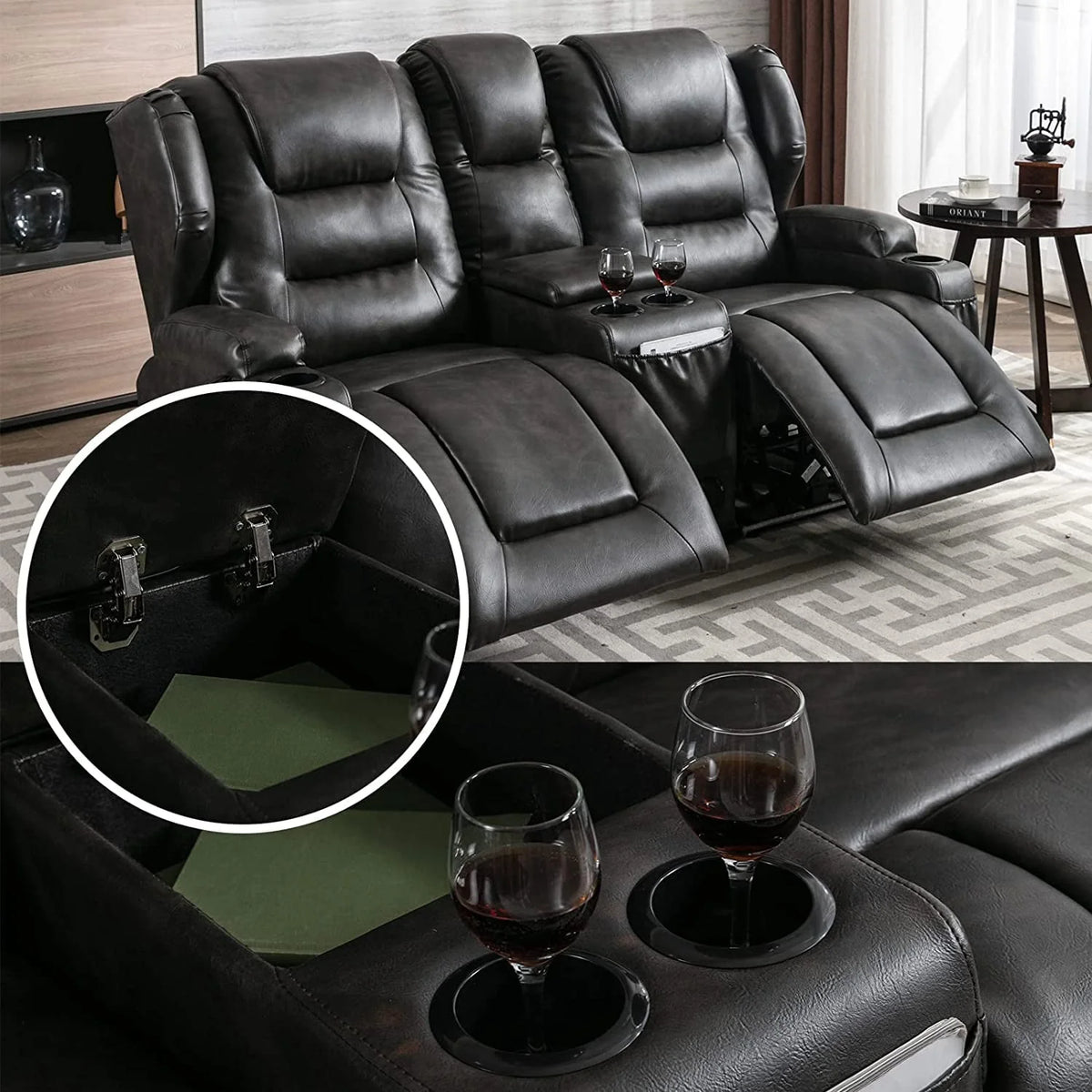 IPKIG Electric Home Theater Seating - Power Recline Chair Loveseat RV Sofa with Console - Product image 8