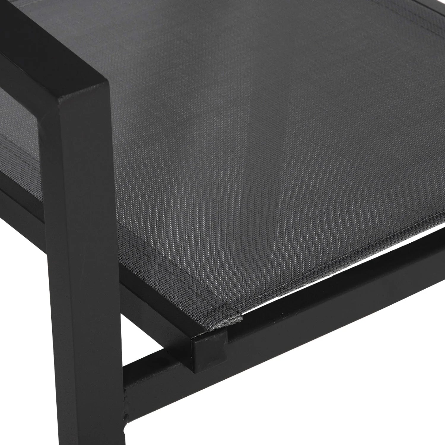 Set of 8 chairs in anthracite aluminum - gray textilene -