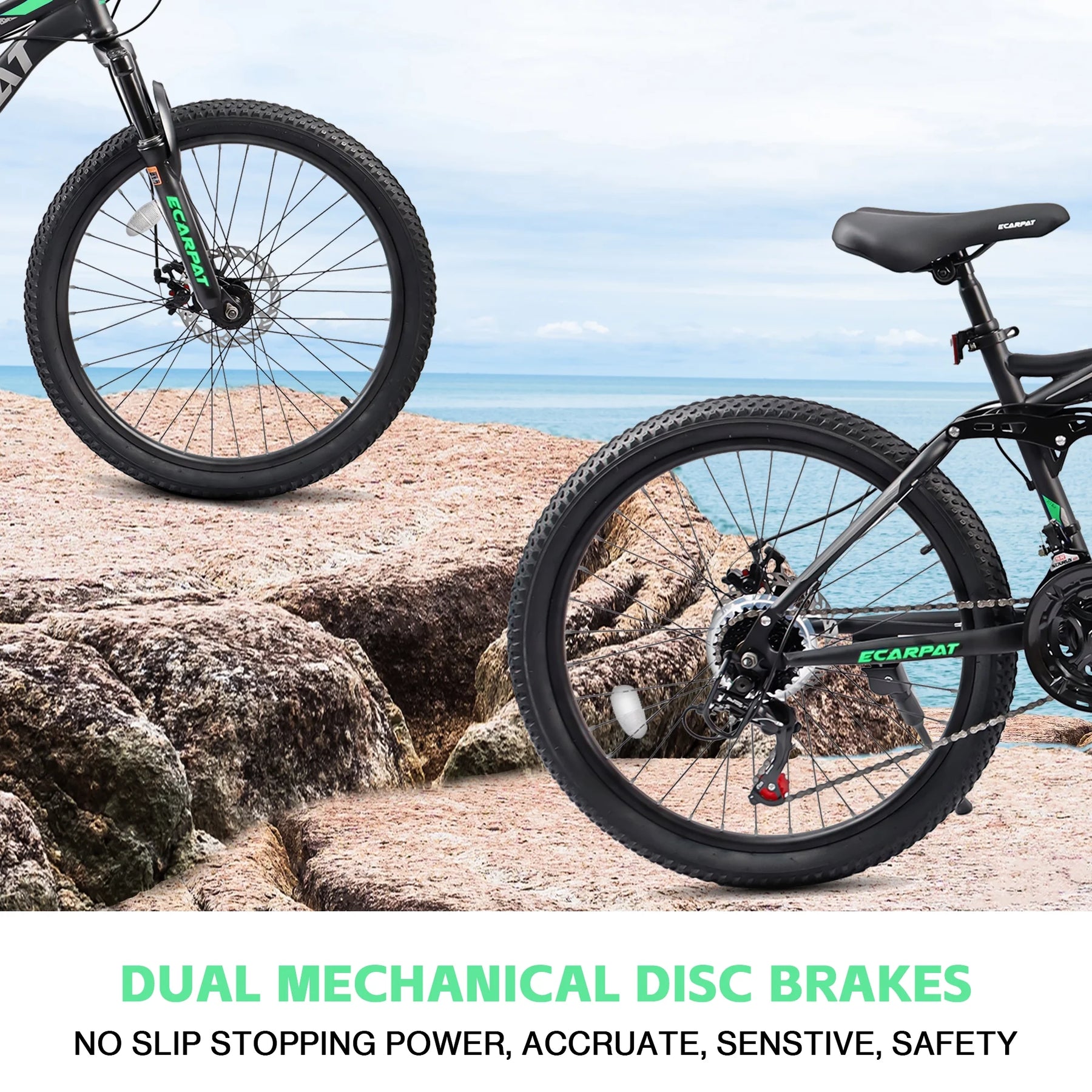 Ecarpat 26 in Mountain Bike, 21 - Speed Bike with Dual Suspension, High - Carbon Steel Frame and Disc Brakes, MTB Commuter Bicycles for Men Women, Black - Blue