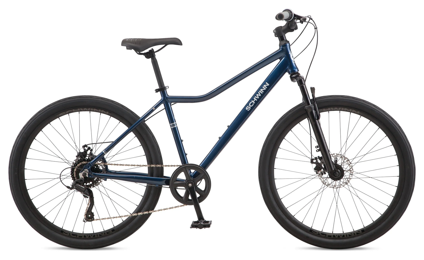 Schwinn Junction 27.5 in Mens Hybrid Bike, 7 Speed Adult Bicycle, Navy - Product image 1