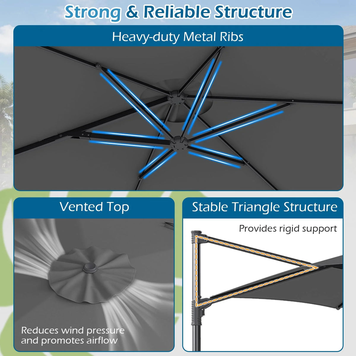 Tangkula 10FT Patio Umbrella Offset Cantilever Outdoor Umbrella - Product image 5