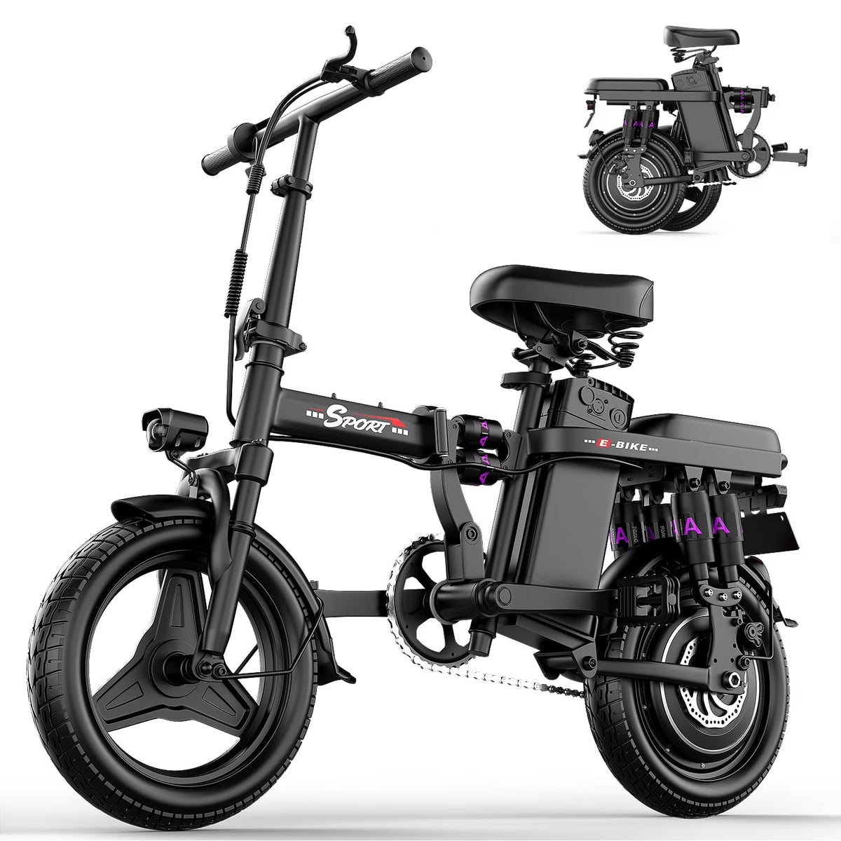 AZHAR 1200W Foldable Electric Bike for Adults, 48V 15ah Removable Battery, 14" Ebike, UL 2849 - Product image 1