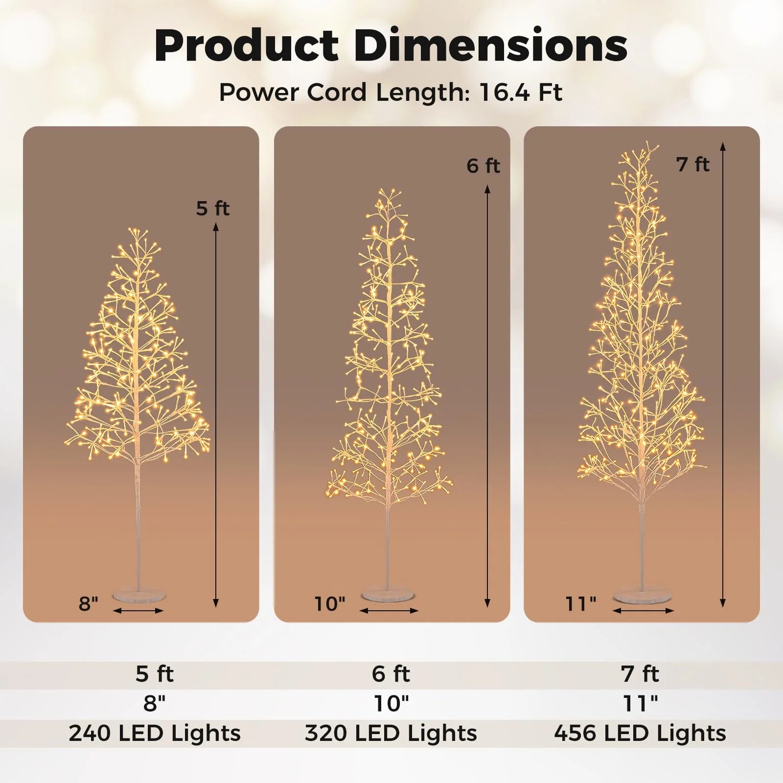 Tangkula Christmas Outdoor Lighted Birch Tree Pre-lit Decor with Warm White Light LED Lights - Product image 6