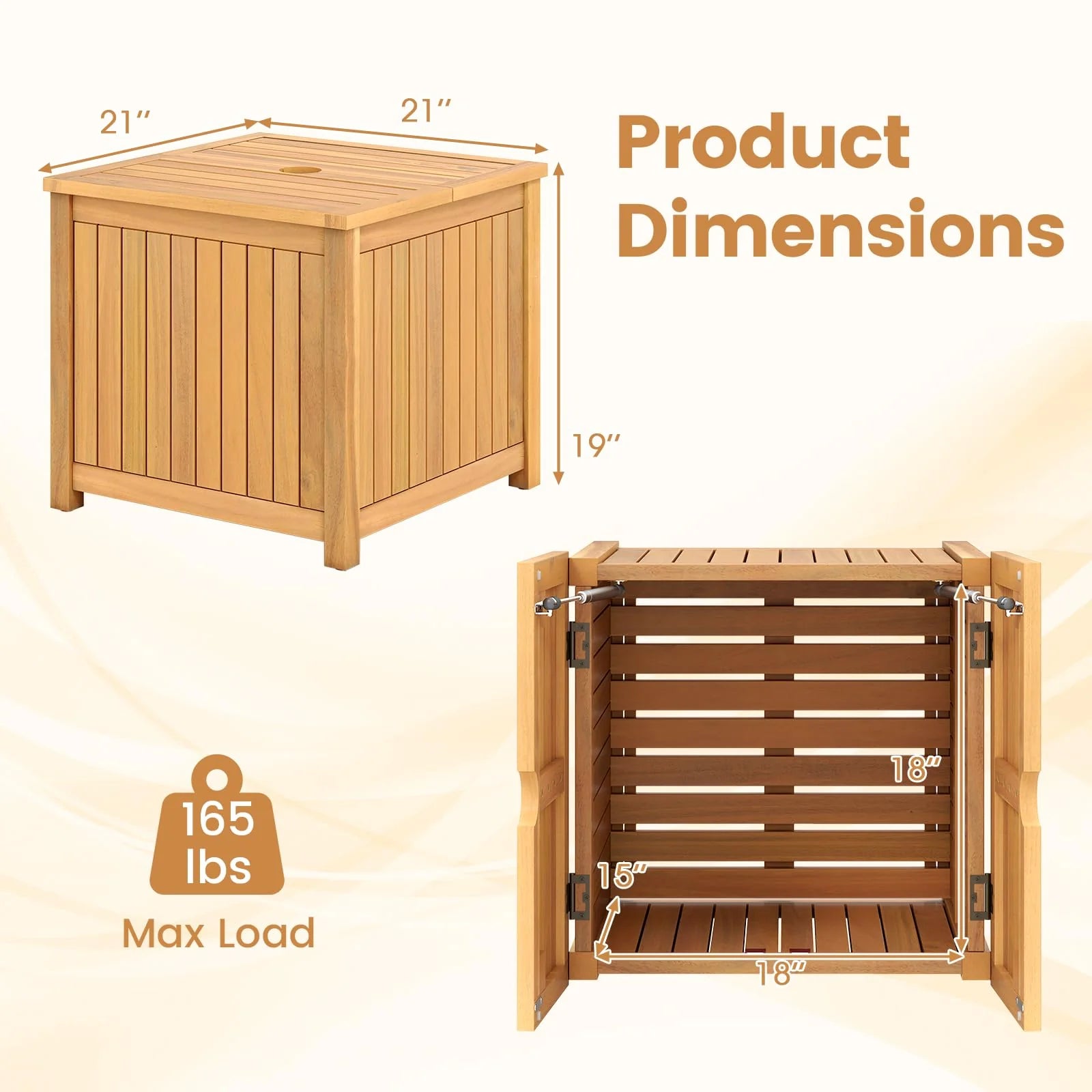 Tangkula 2-in-1 Outdoor Side Table with Storage Acacia Wood Slatted Coffee Table Square Slatted End Storage - Product image 3