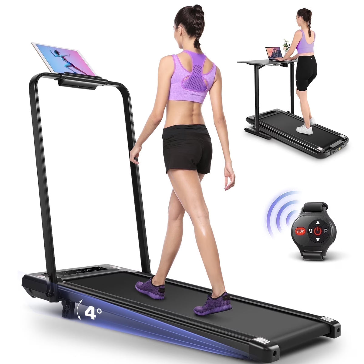 2 in 1 Walking Pad Treadmill with Incline, 2.5HP Under Desk Treadmill with Handle Remote Control & LED - Product image 3