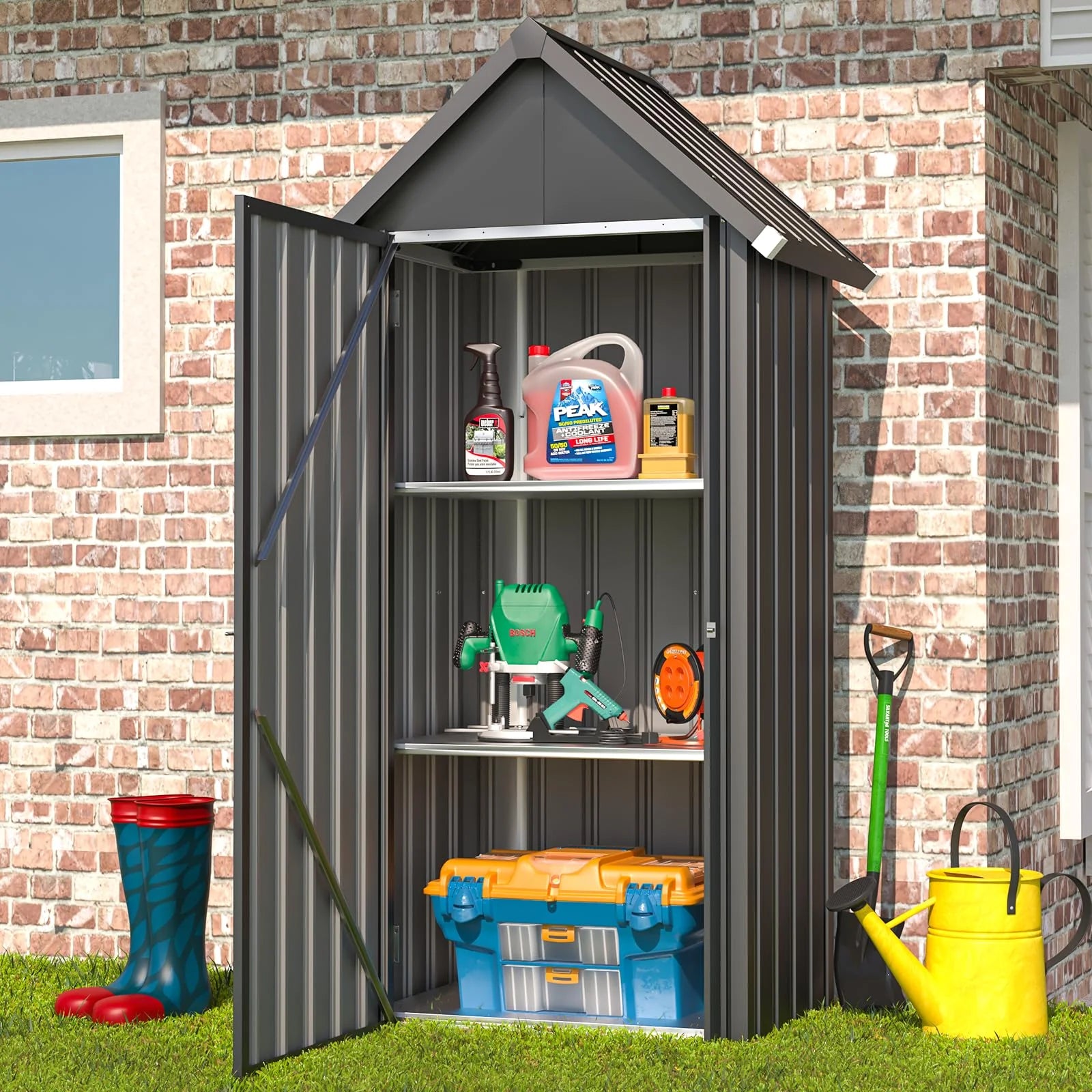 AECOJOY Vertical Outdoor Storage Cabinet with 2 Removeable Shelves - Product image 2
