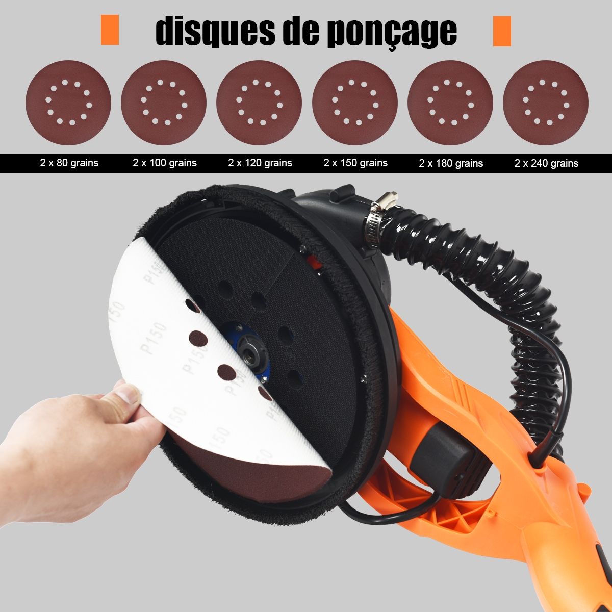 750W Plasterboard Sander with LED Light 6 Variable Speeds 800-1750 rpm -