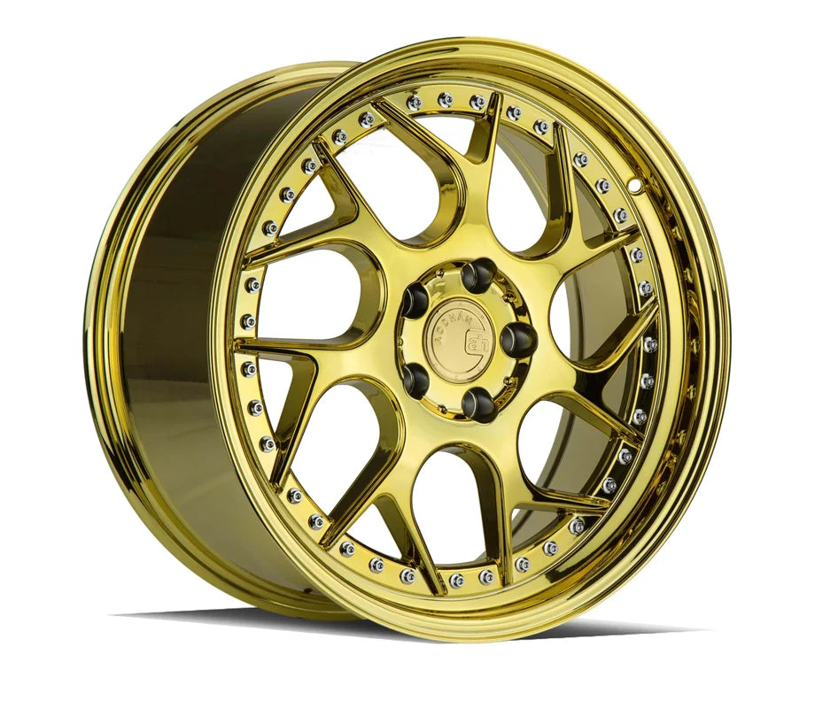 Aodhan DS01 18" 5x100 Gold Vacuum W/ Chrome Rivets