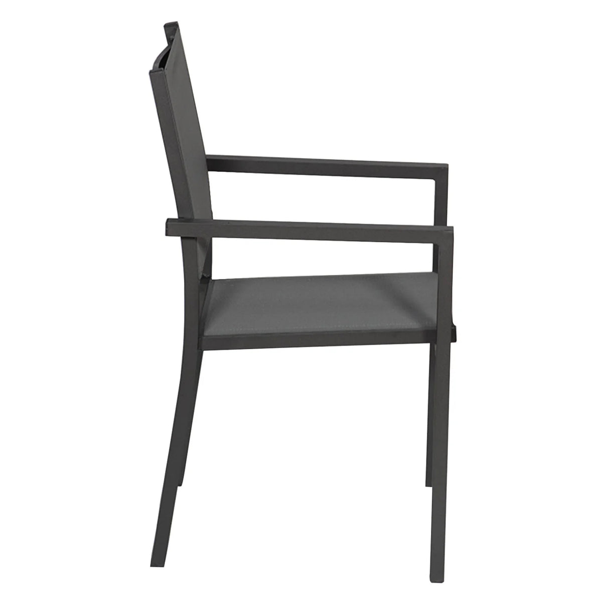 Set of 8 chairs in anthracite aluminum - gray textilene -