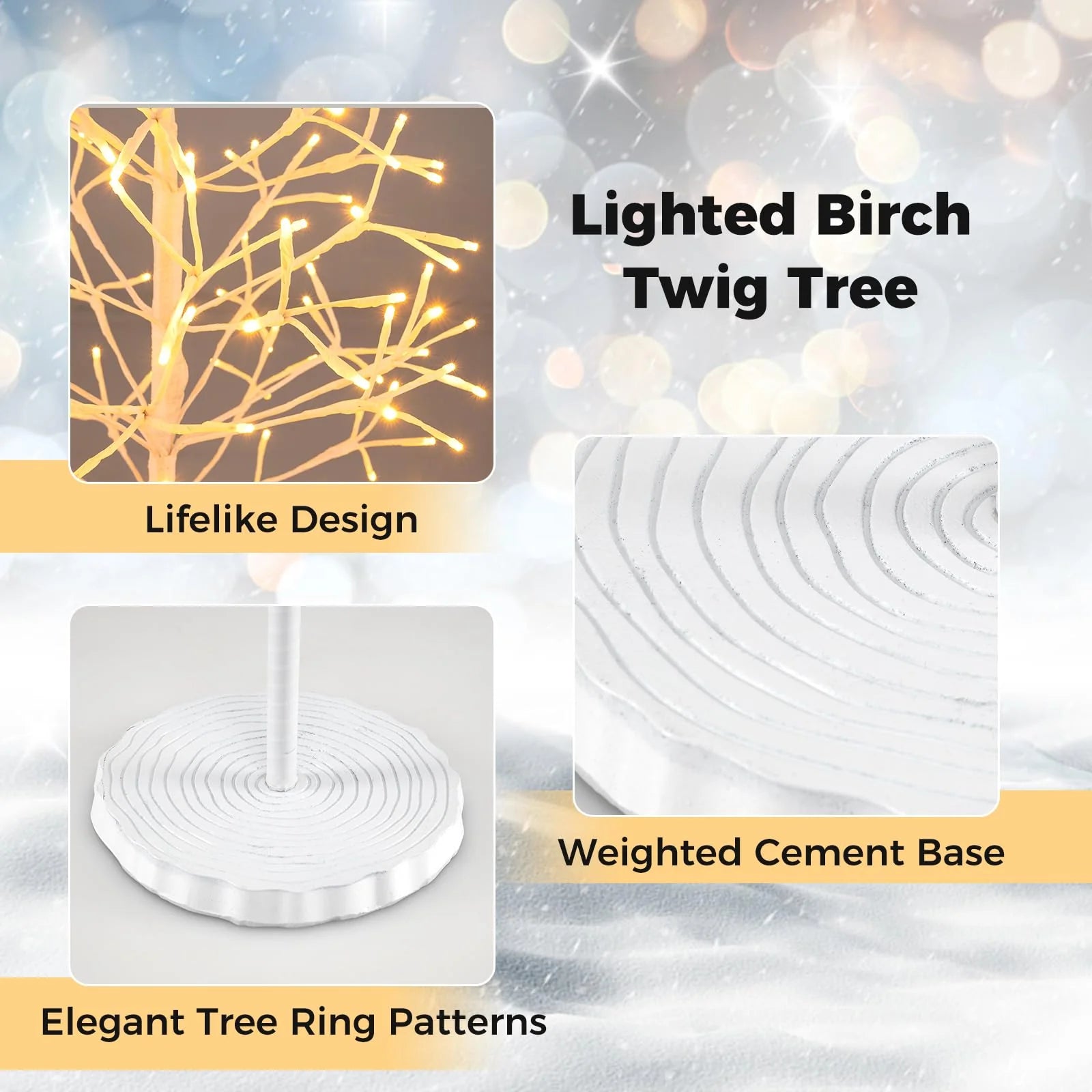 Tangkula Christmas Outdoor Lighted Birch Tree Pre-lit Decor with Warm White Light LED Lights - Product image 7